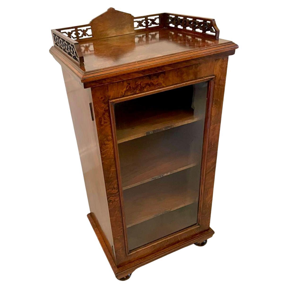 Quality Antique Victorian Burr Walnut Music Cabinet For Sale
