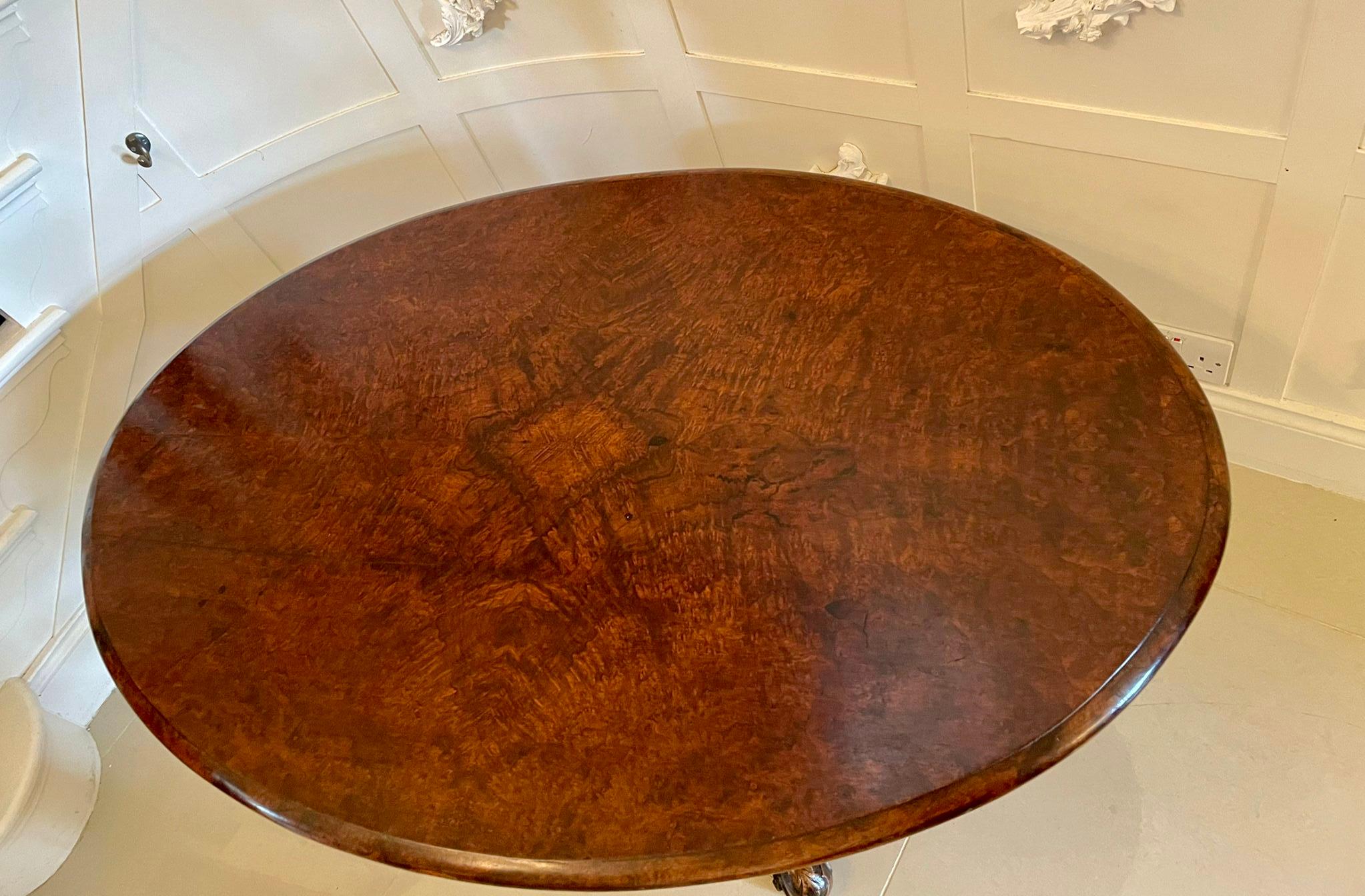 Quality Antique Victorian Burr Walnut Oval Coffee Table  In Good Condition In Suffolk, GB