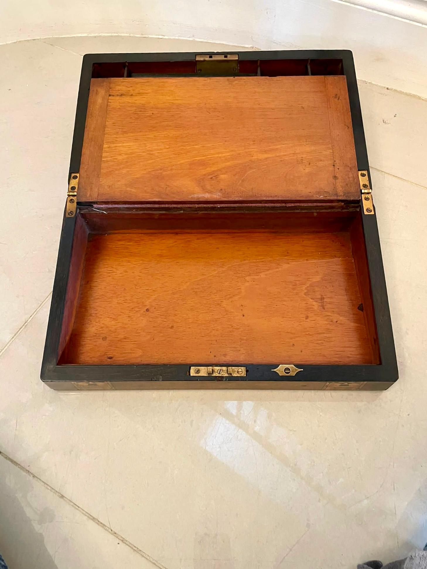 Quality Antique Victorian Burr Walnut Tunbridge Ware Inlay Writing Box 5