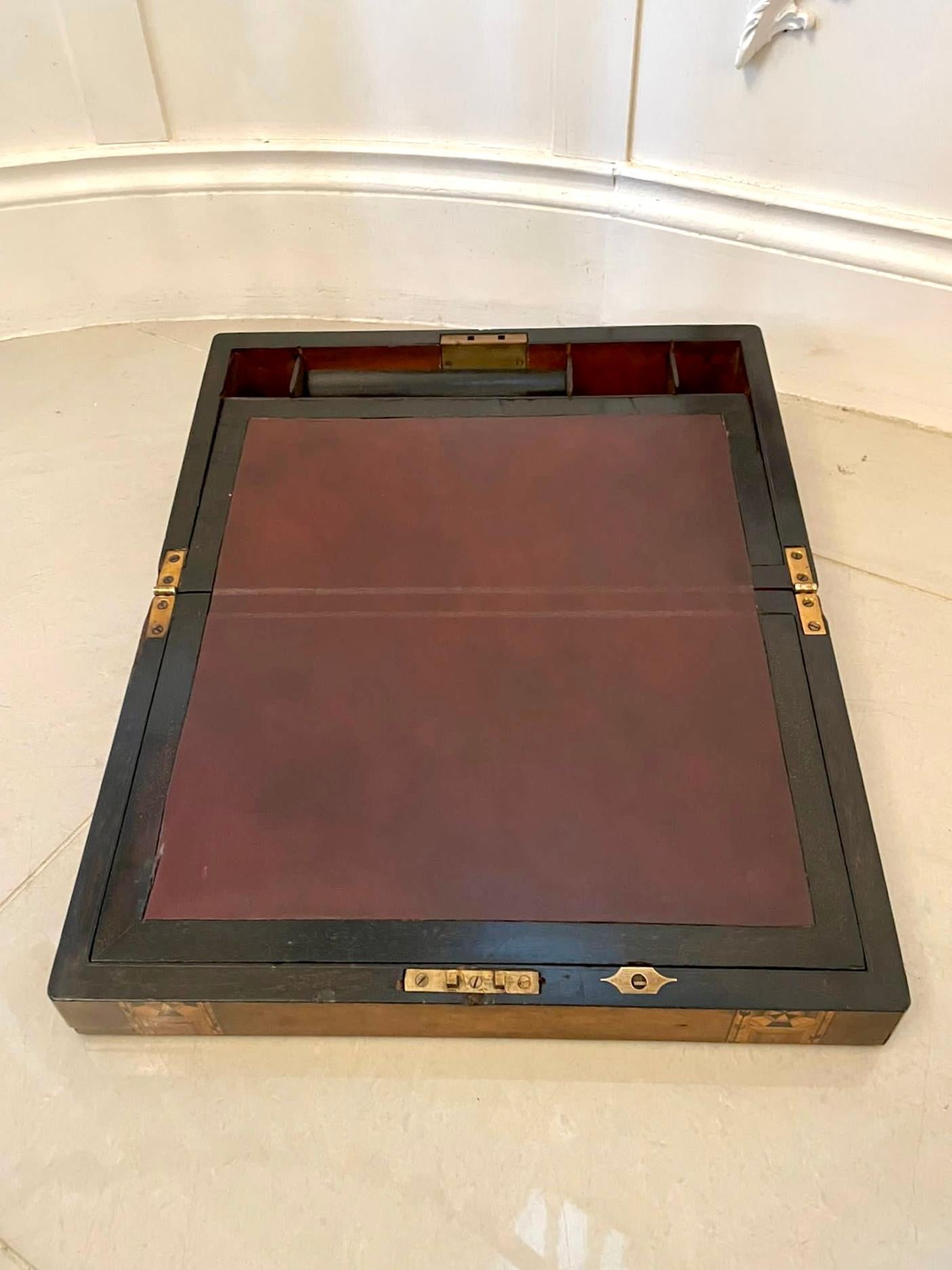 Quality Antique Victorian Burr Walnut Tunbridge Ware Inlay Writing Box 8