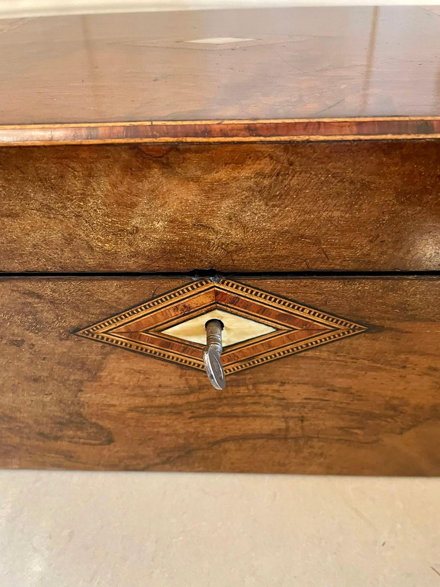 19th Century Quality Antique Victorian Burr Walnut Tunbridge Ware Inlay Writing Box