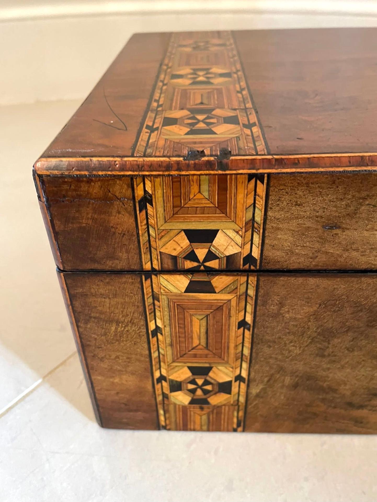 Quality Antique Victorian Burr Walnut Tunbridge Ware Inlay Writing Box 1