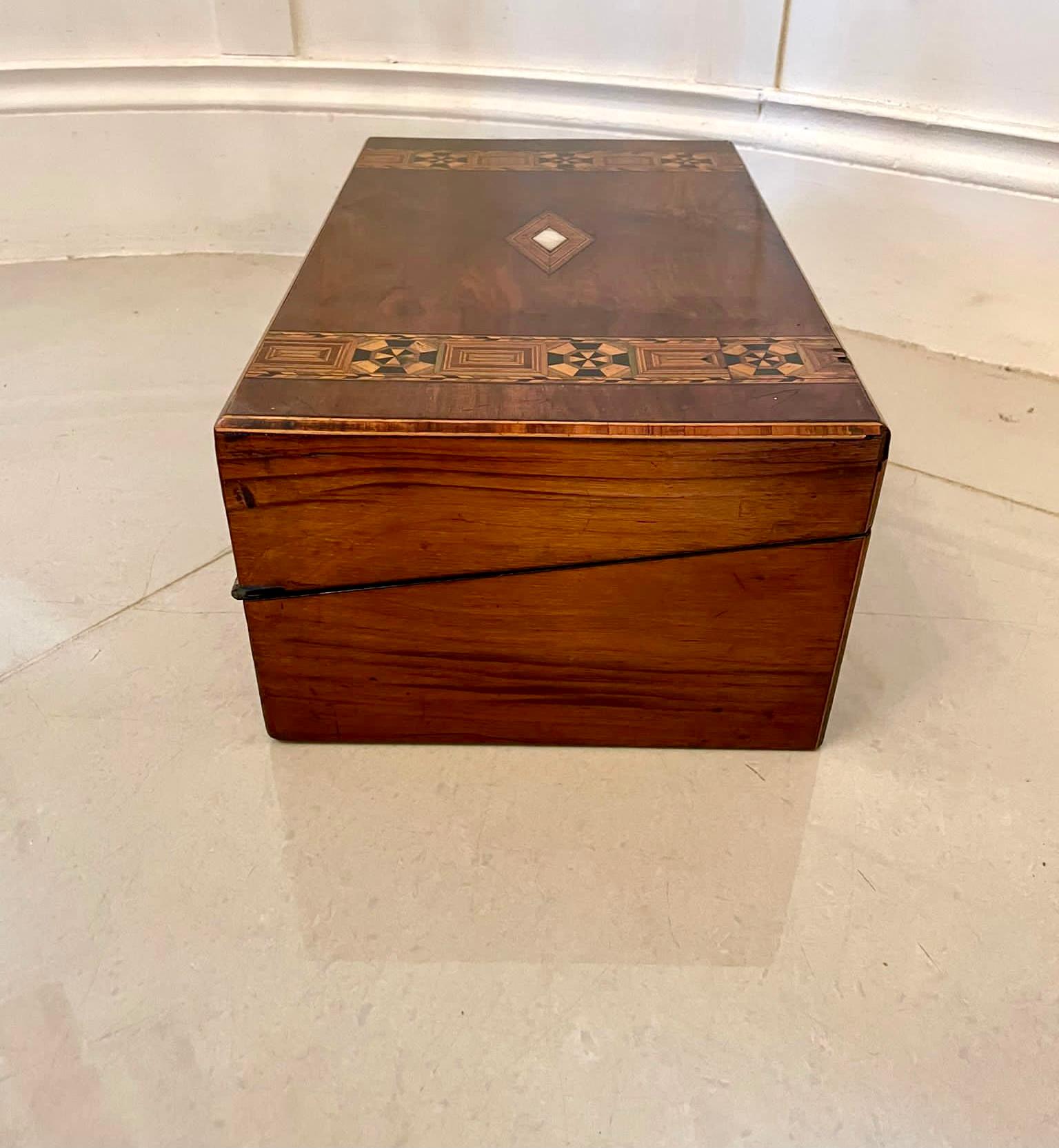 Quality Antique Victorian Burr Walnut Tunbridge Ware Inlay Writing Box 3