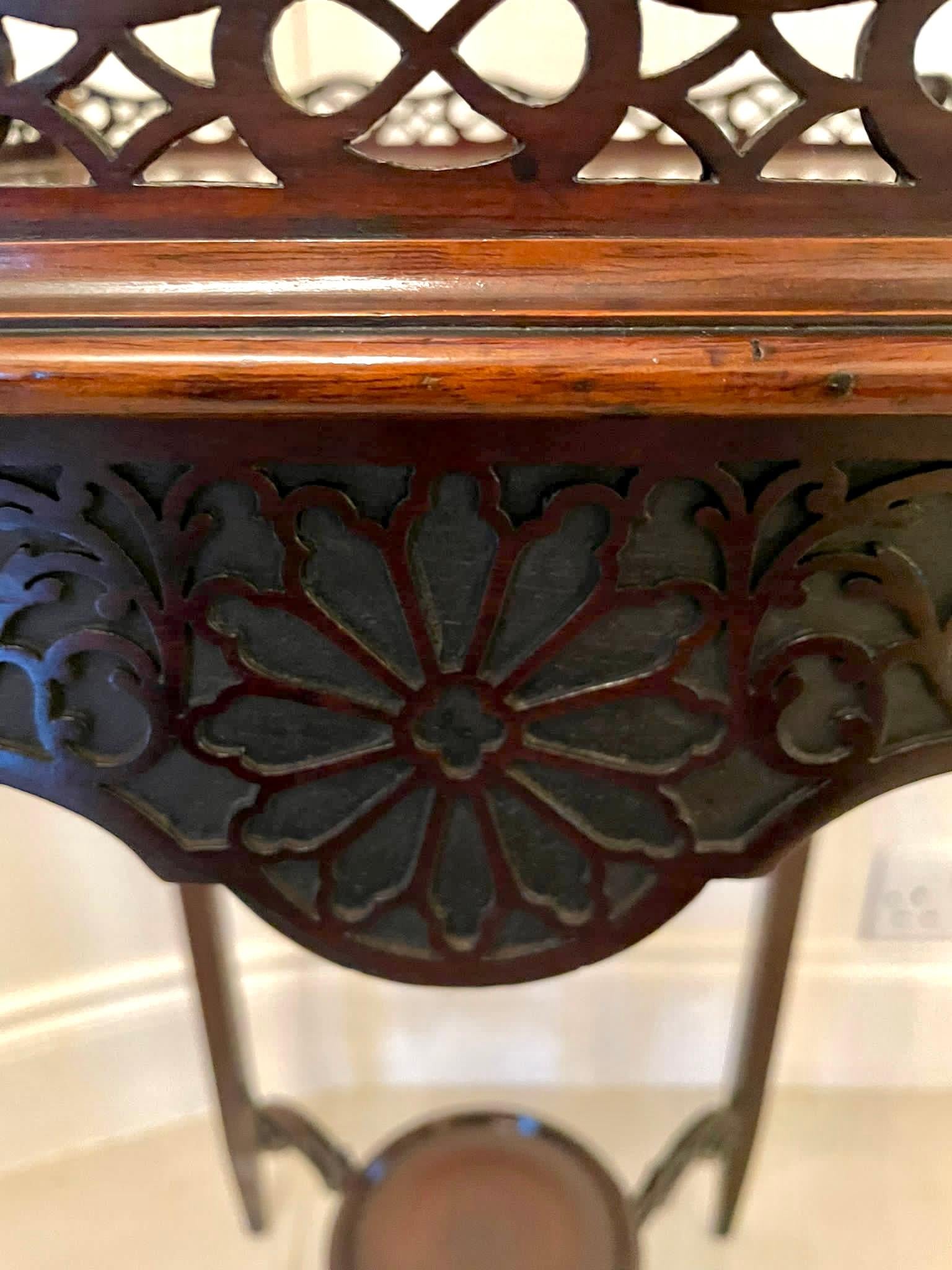 Quality Antique Victorian Carved Mahogany Lamp Table 1