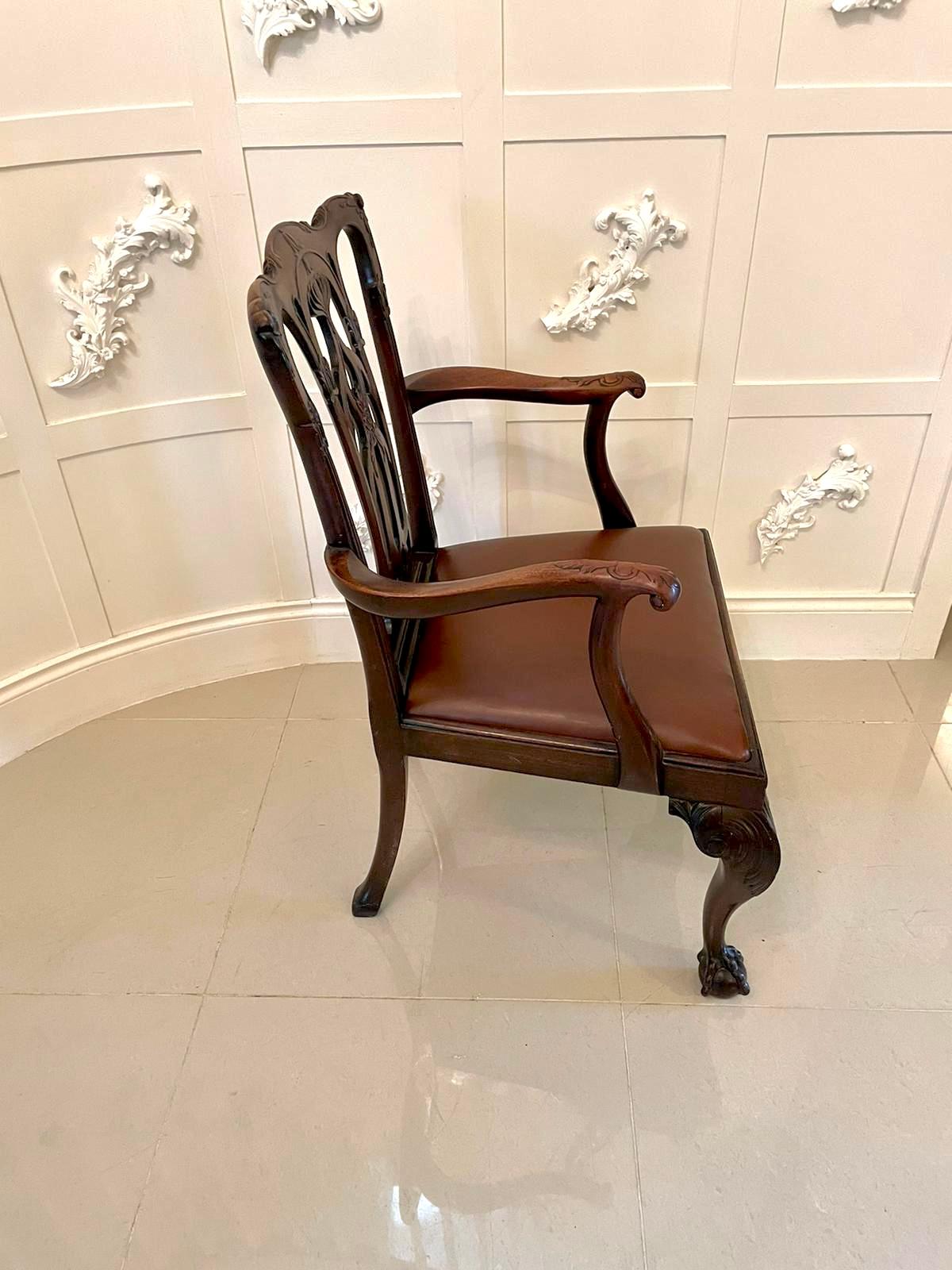 Quality Antique Victorian Carved Mahogany Desk Chair For Sale 5