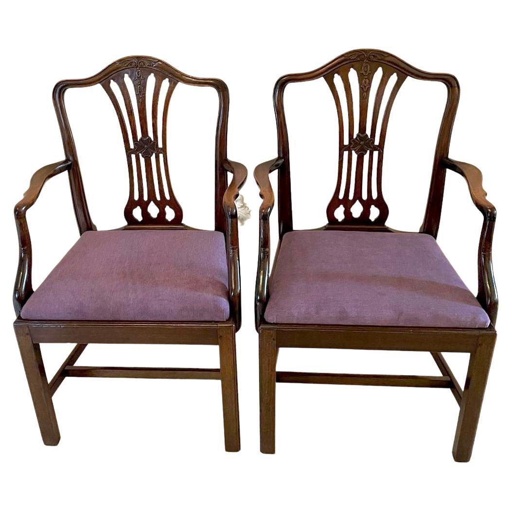 Quality Antique Victorian Carved Mahogany Desk Chairs For Sale