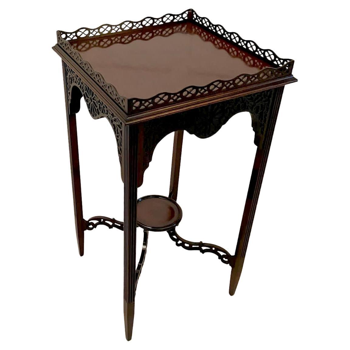 Quality Antique Victorian Carved Mahogany Lamp Table