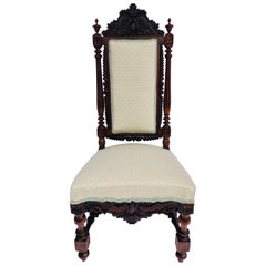 Chaise d'appoint victorienne en bois de rose sculpté de qualité