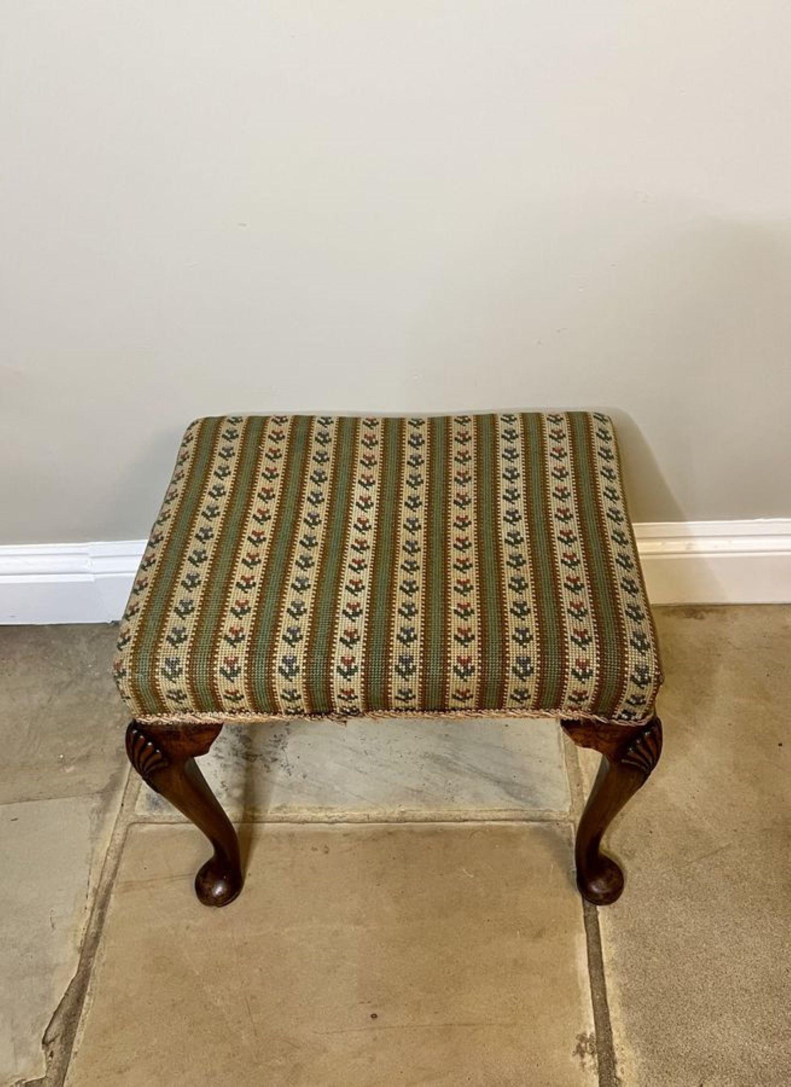 Walnut Quality antique Victorian carved walnut stool For Sale