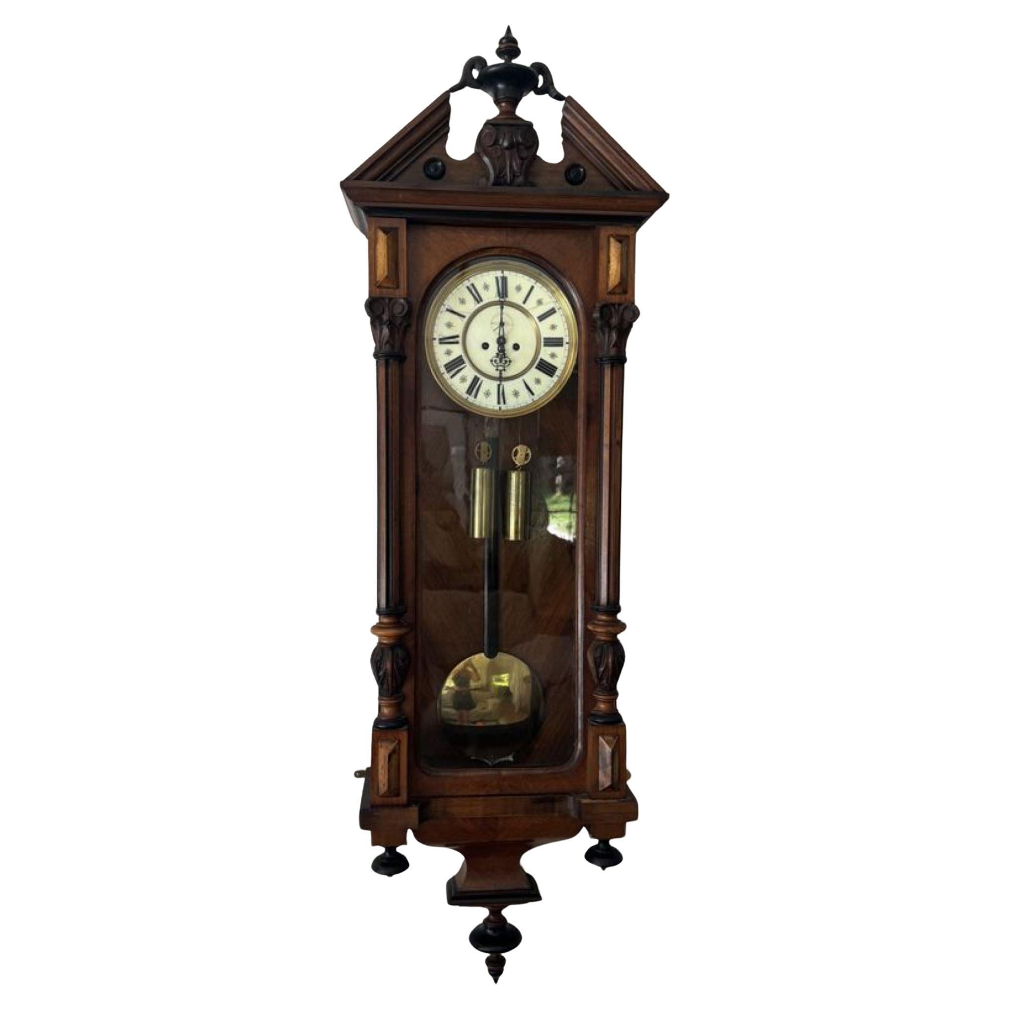 Qualität antiken viktorianischen geschnitzt Nussbaum Wien Doppelgewicht Wanduhr