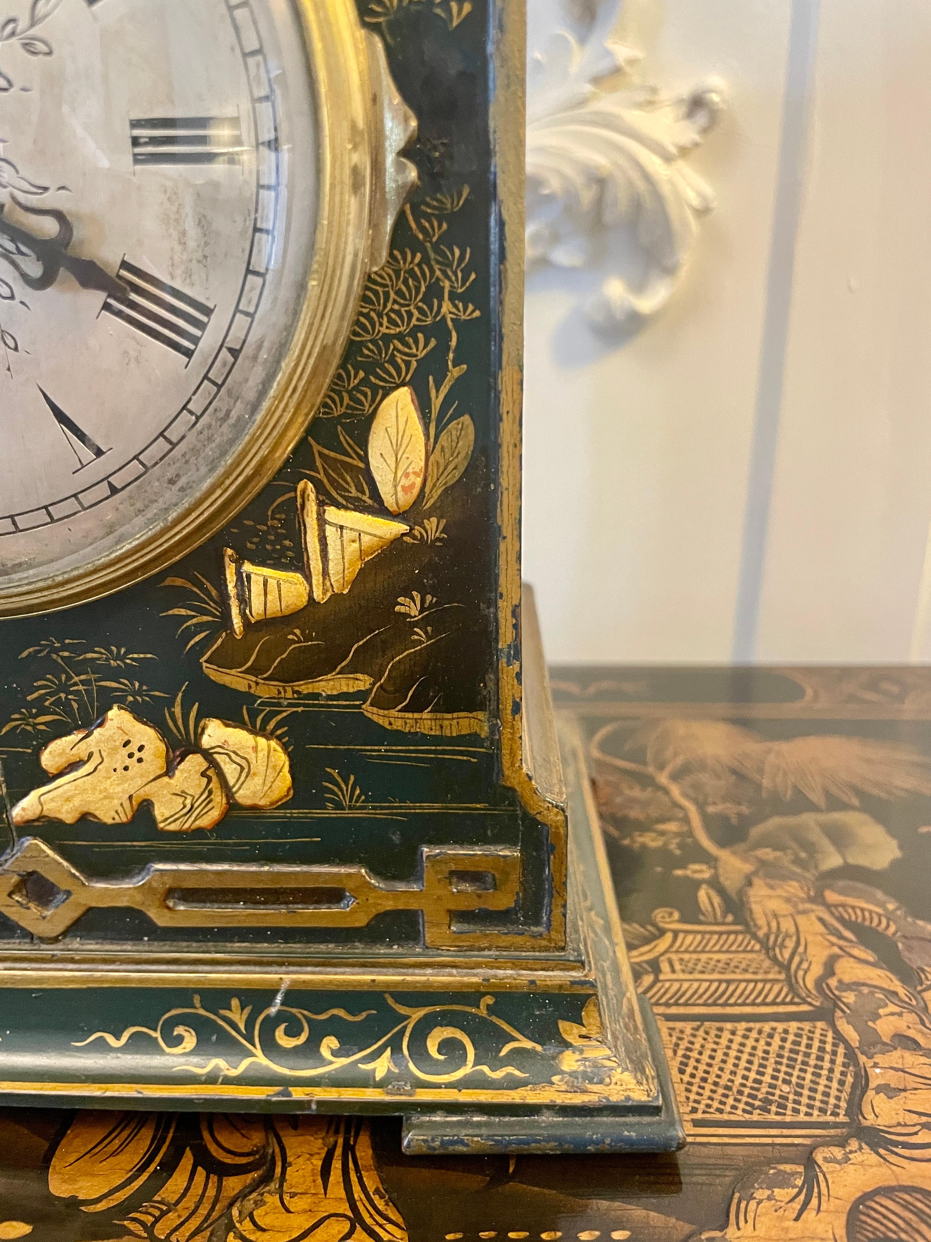 Quality Antique Victorian Chinoiserie Decorated Mantle Clock by Japy Fréres 9