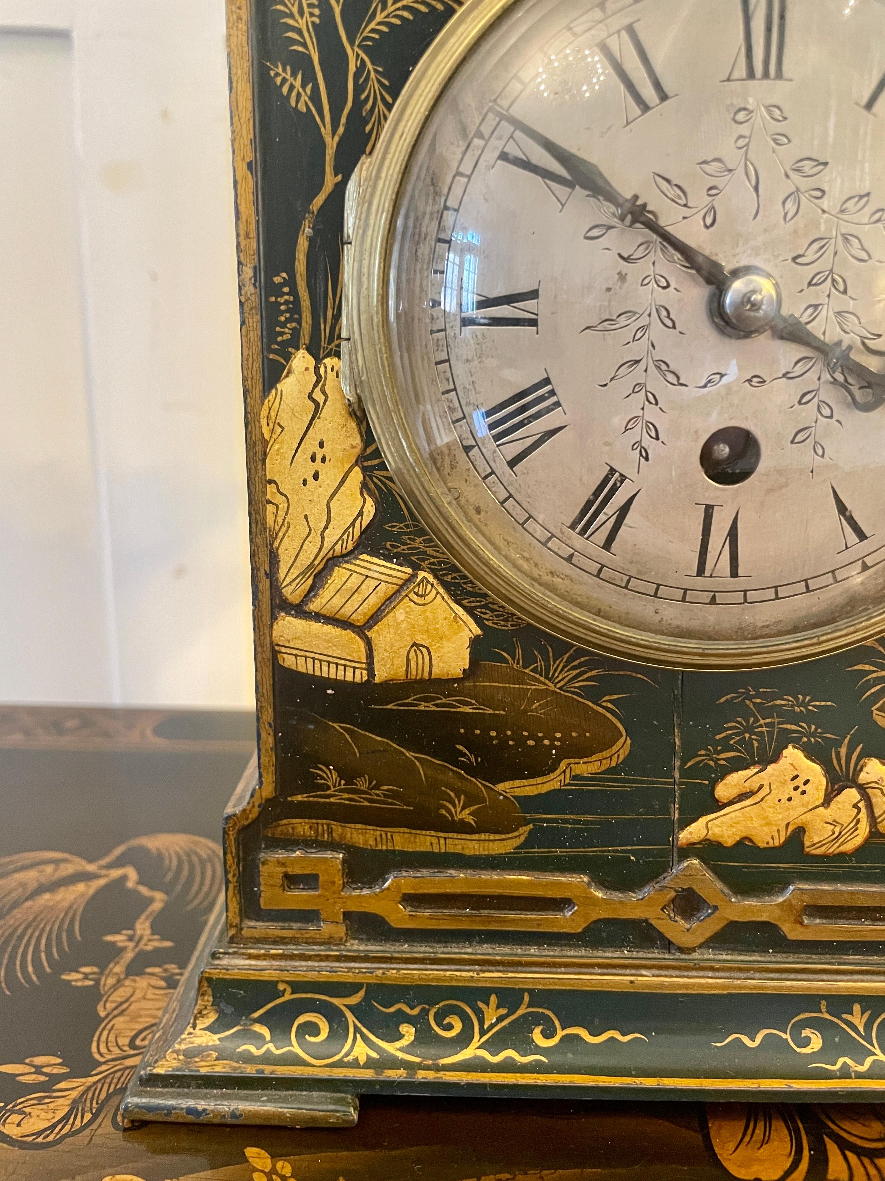 Quality Antique Victorian Chinoiserie Decorated Mantle Clock by Japy Fréres 10