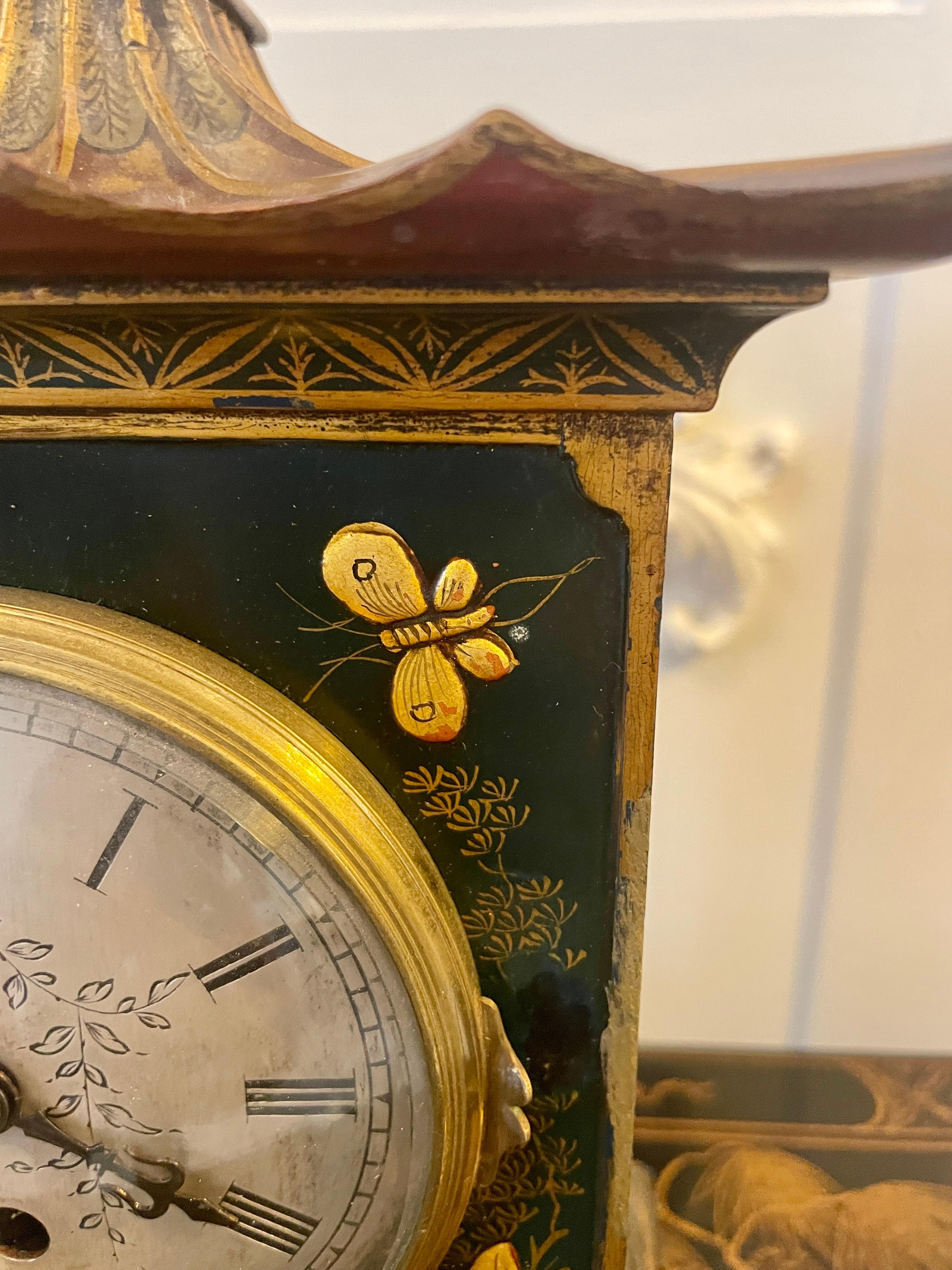 Quality Antique Victorian Chinoiserie Decorated Mantle Clock by Japy Fréres 11