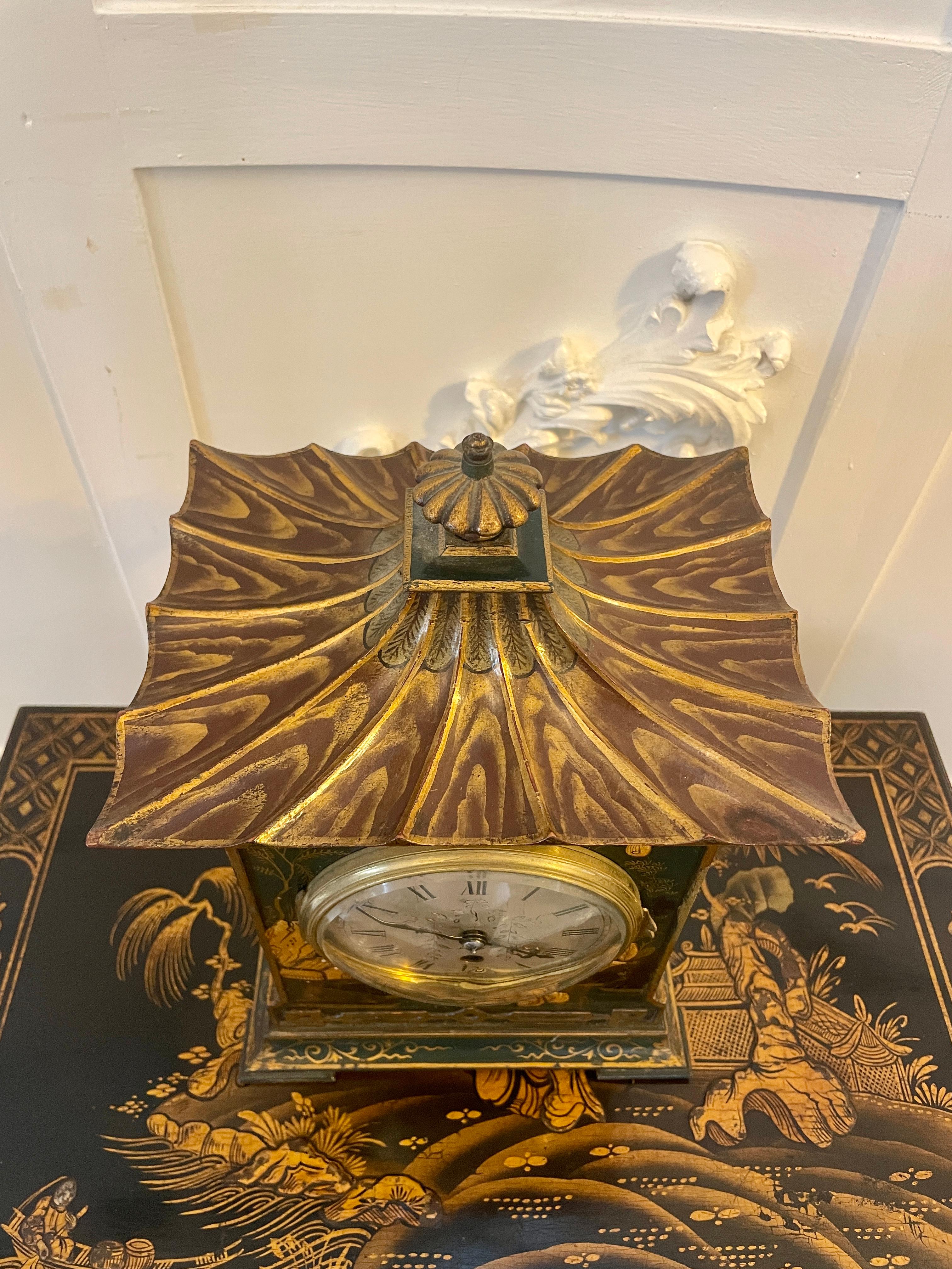 Quality Antique Victorian Chinoiserie Decorated Mantle Clock by Japy Fréres 13