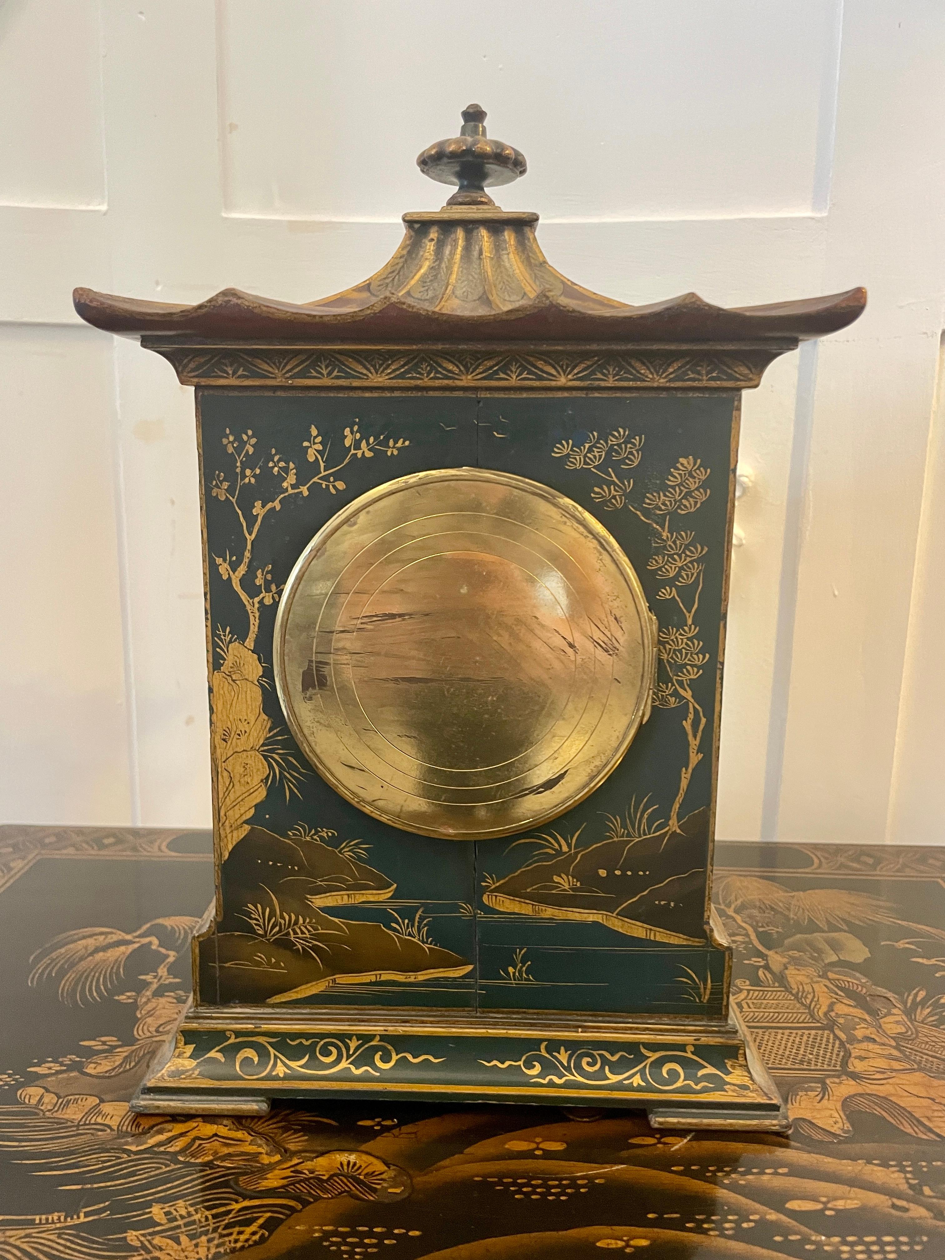 Quality Antique Victorian Chinoiserie Decorated Mantle Clock by Japy Fréres In Good Condition In Suffolk, GB