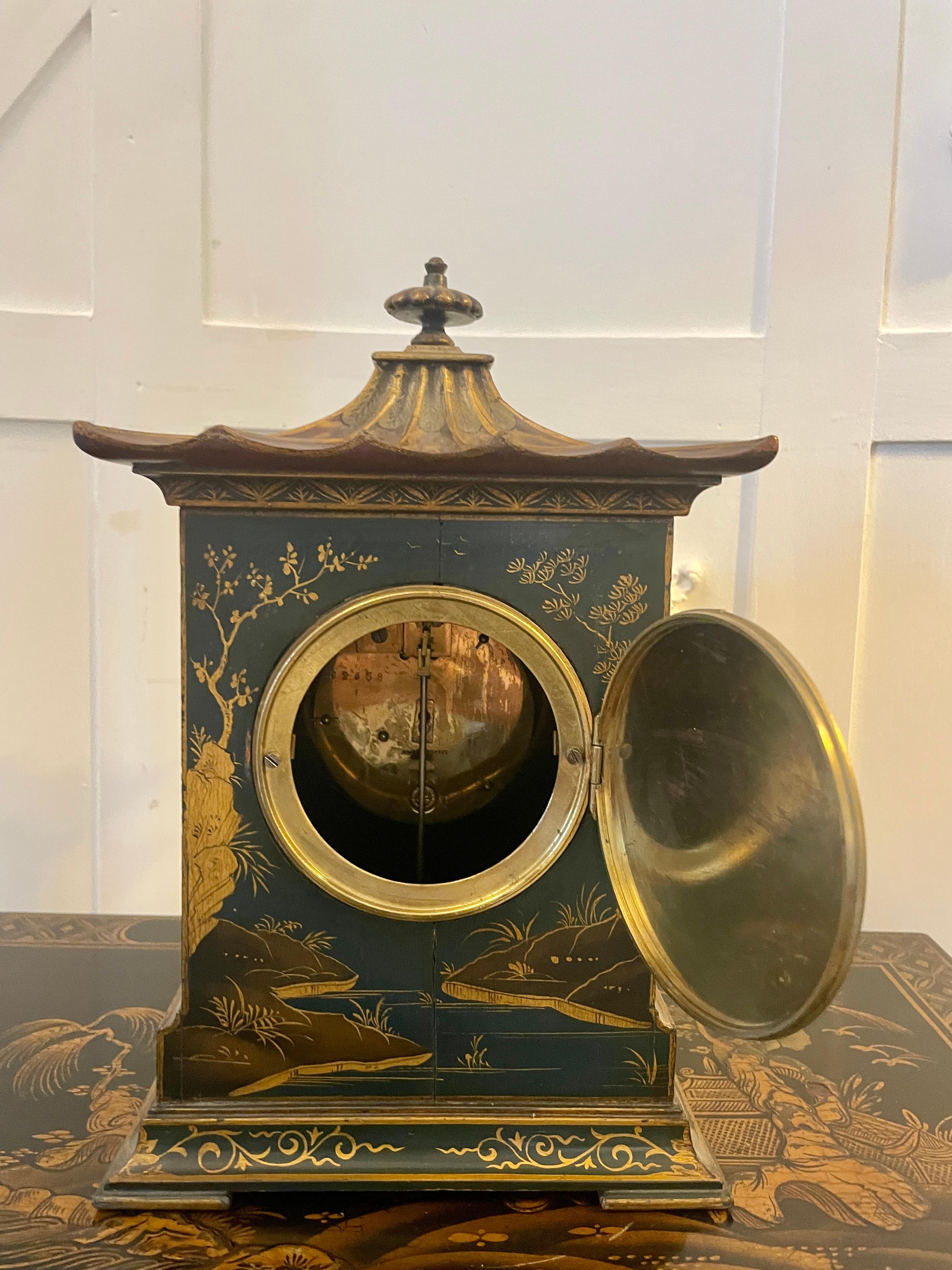 19th Century Quality Antique Victorian Chinoiserie Decorated Mantle Clock by Japy Fréres