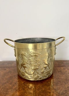Quality antique Victorian circular brass coal bucket