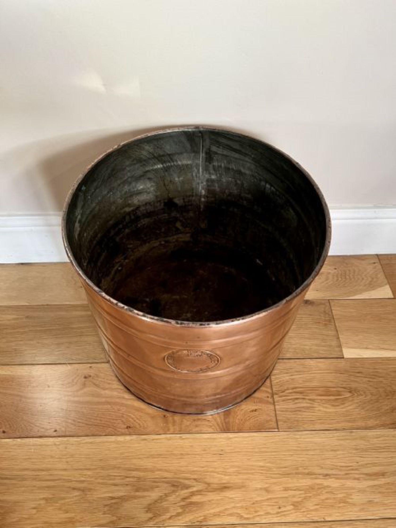 19th Century Quality antique Victorian circular copper coal bin