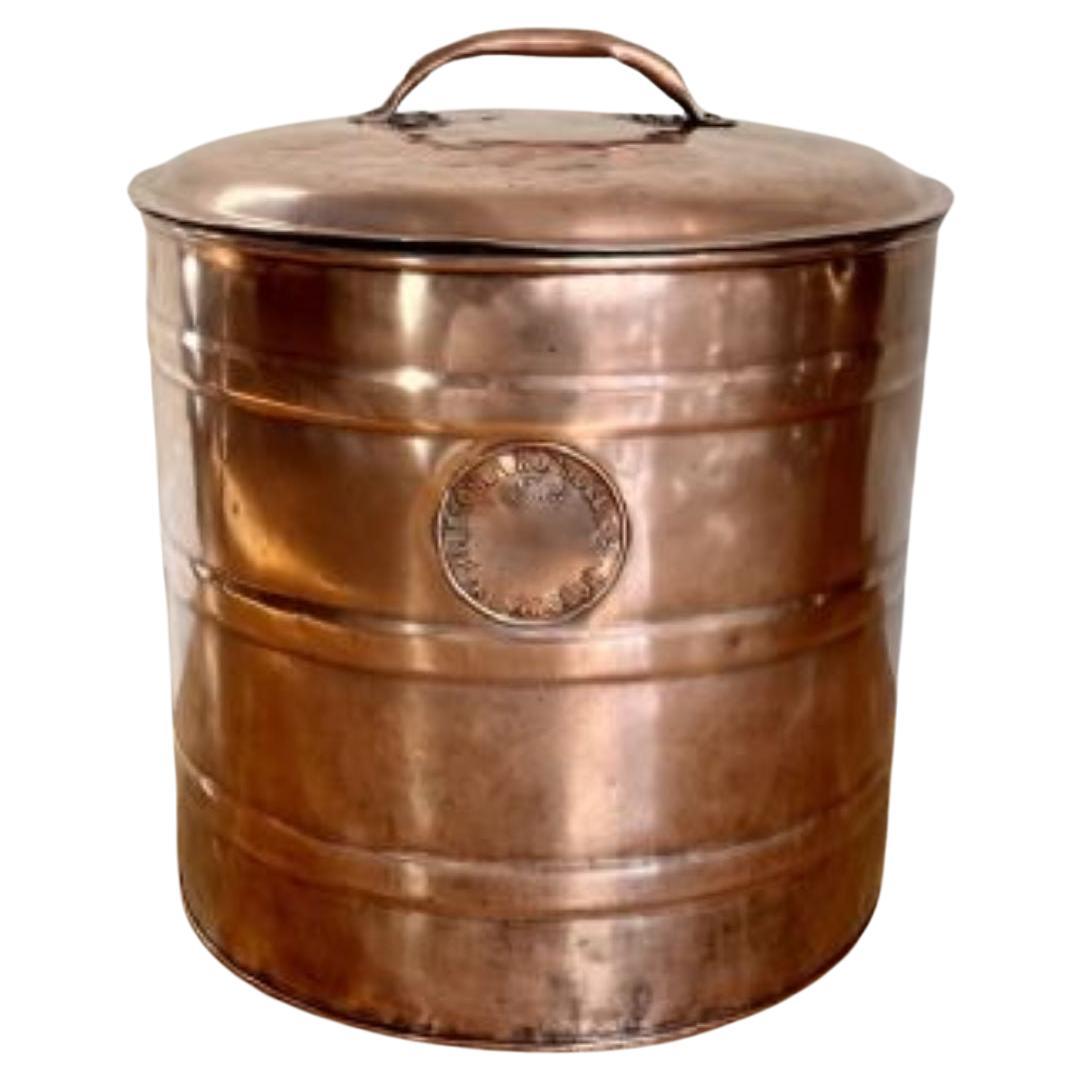 Quality antique Victorian circular copper coal bin