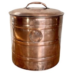 Quality antique Victorian circular copper coal bin