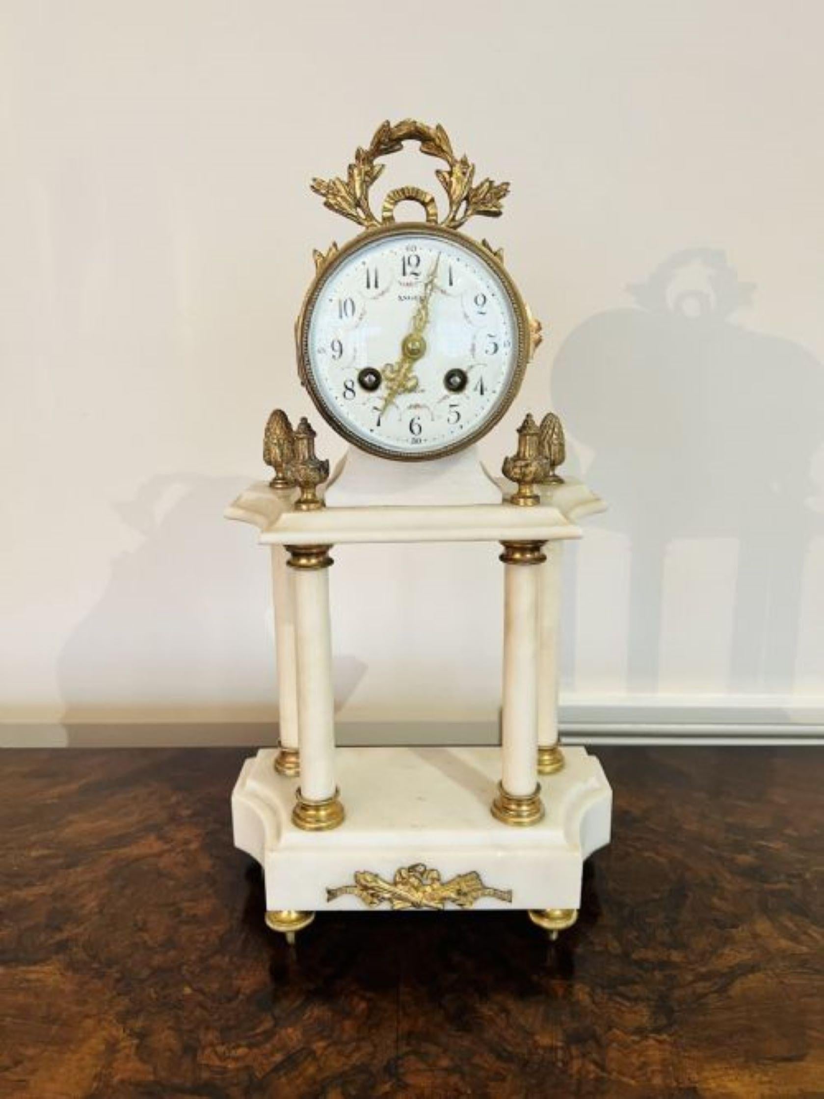 Brass Quality antique Victorian clock garniture with a pair of candelabras  For Sale
