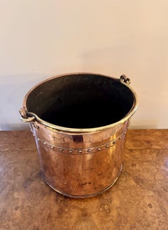 Quality antique Victorian copper coal bucket