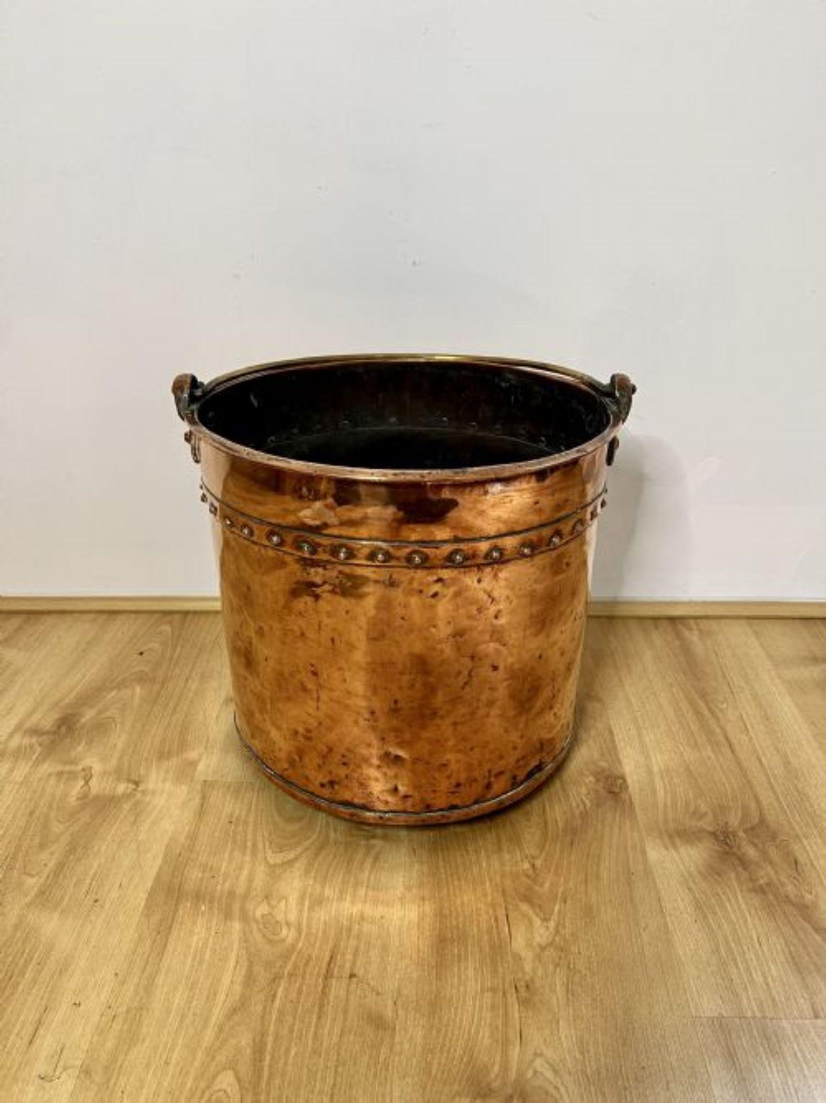 Copper Quality antique Victorian copper coal bucket 