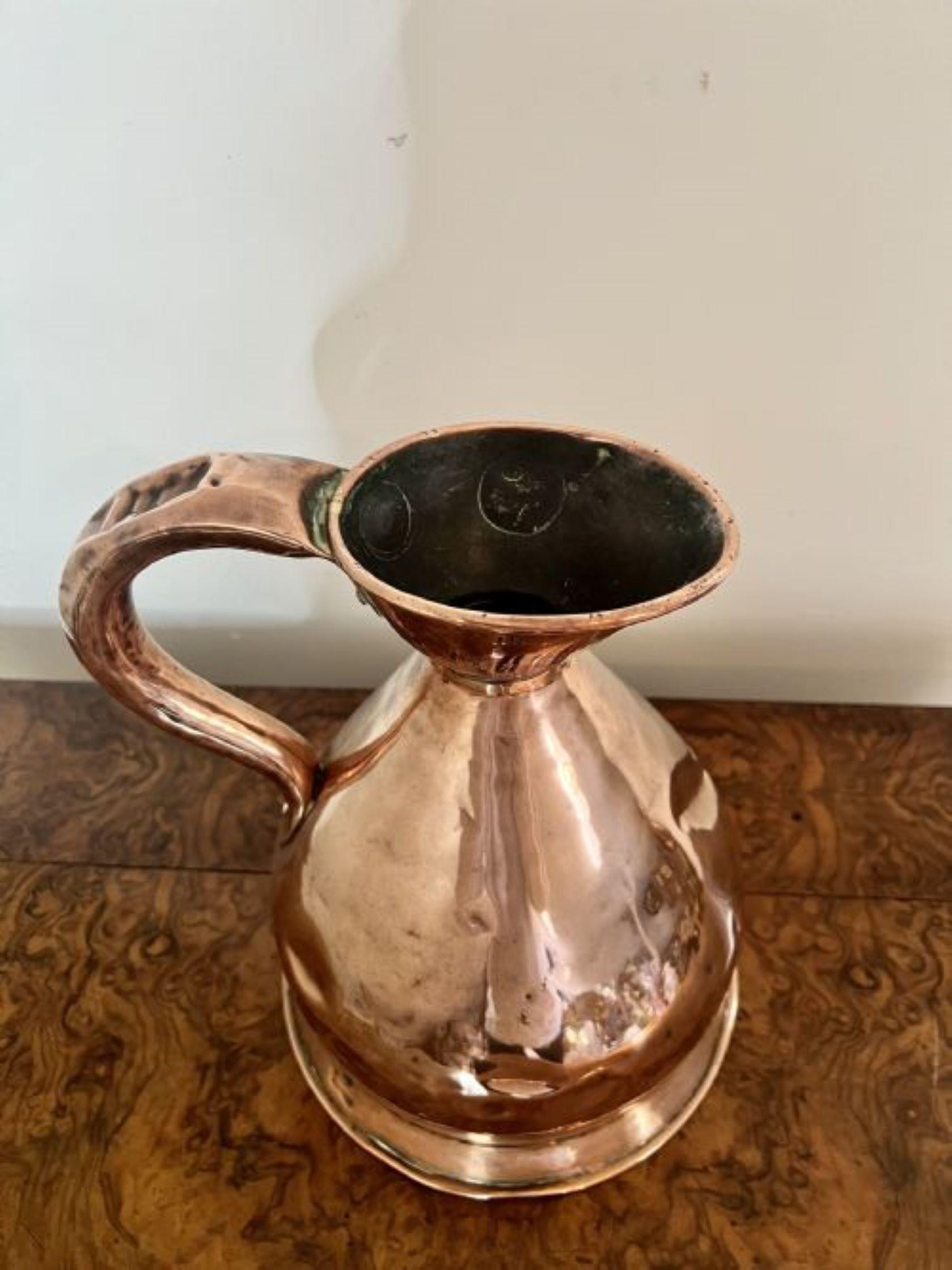 19th Century Quality antique Victorian copper harvest jug For Sale