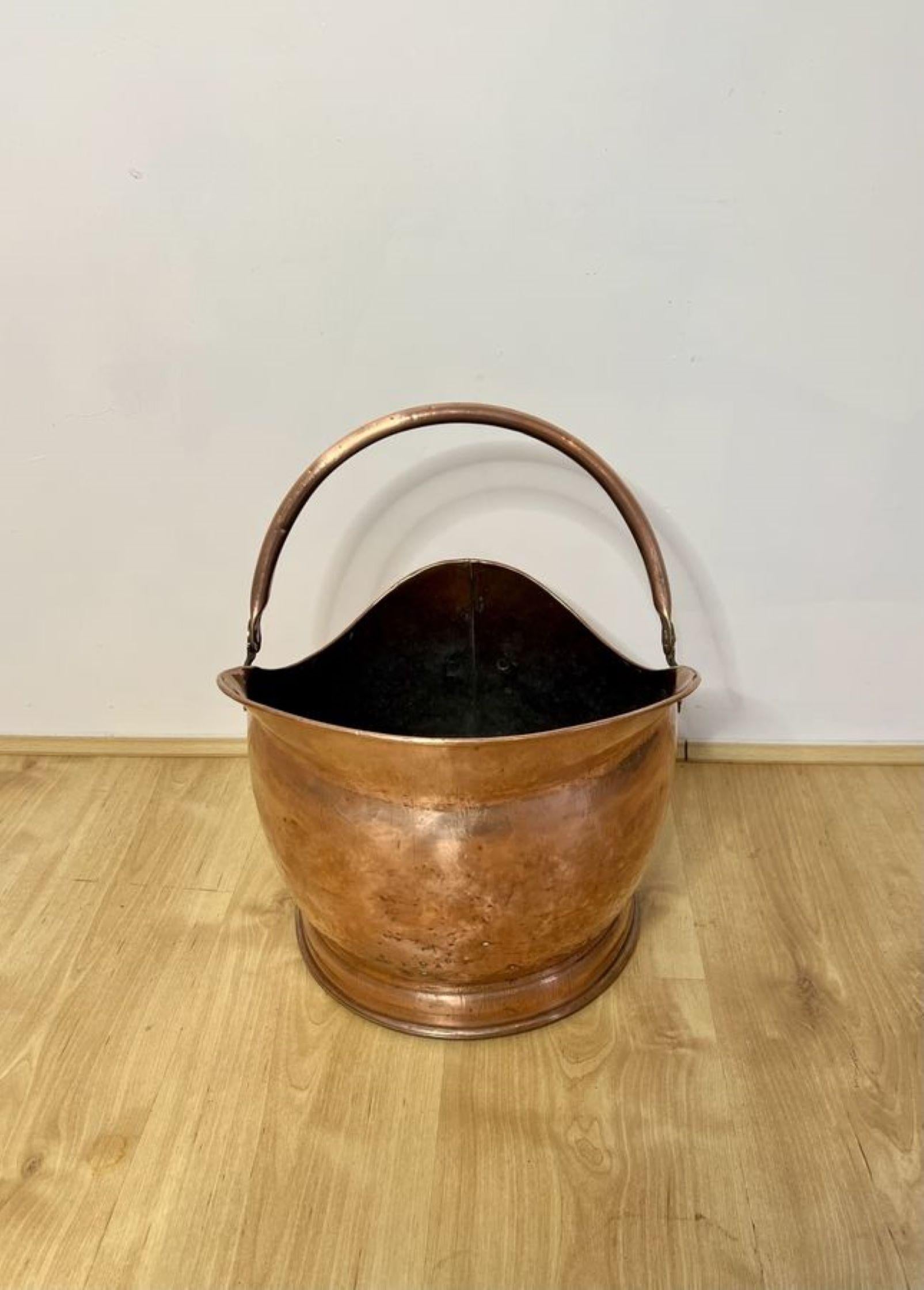 Copper Quality antique Victorian copper helmet coal scuttle  For Sale