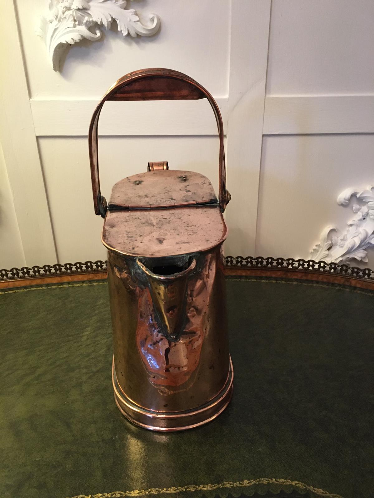 High Victorian Quality Antique Victorian Copper Watering Can For Sale