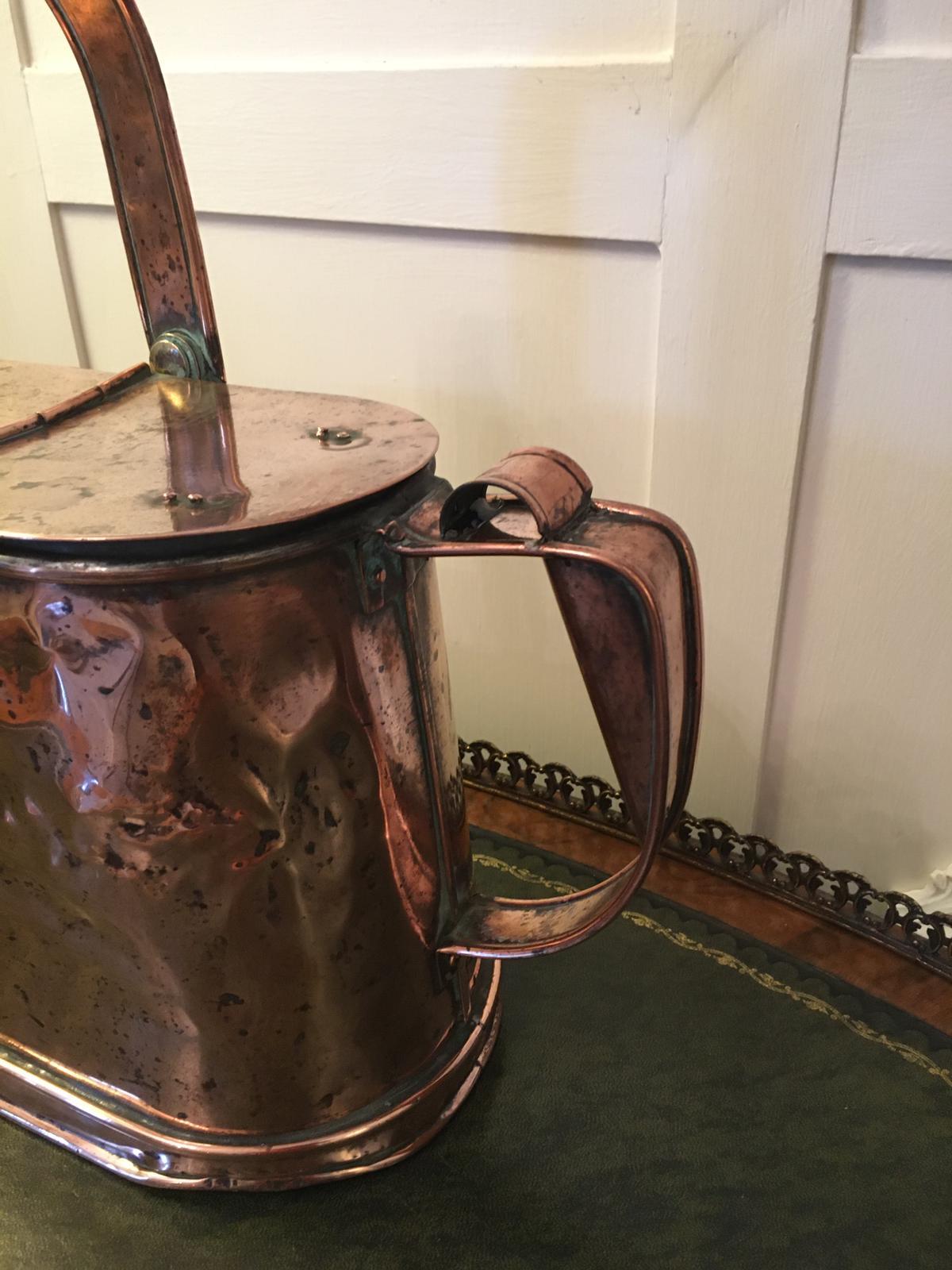 19th Century Quality Antique Victorian Copper Watering Can For Sale