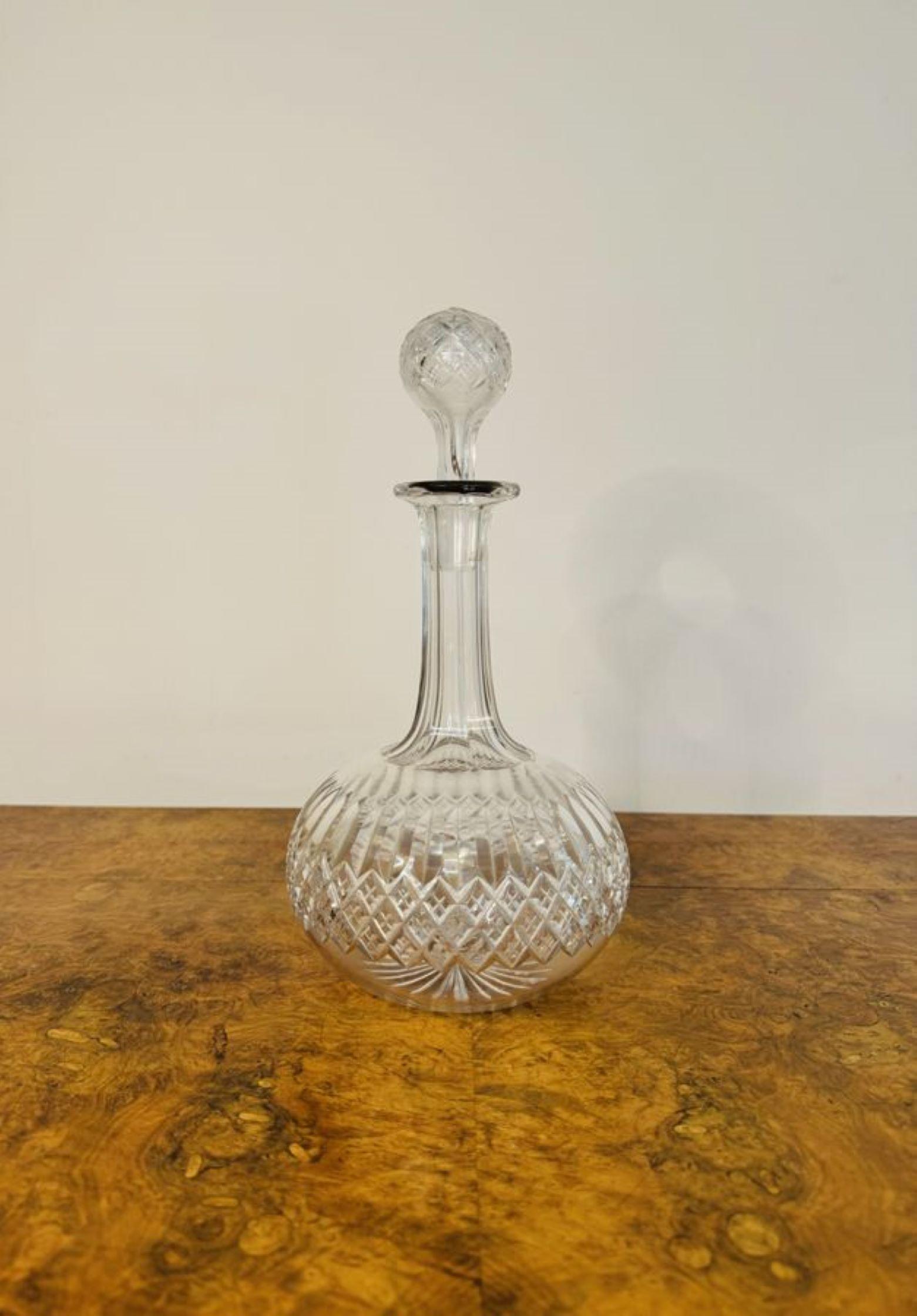 Quality antique Victorian cut glass decanter having a quality antique Victorian cut glass decanter with the original stopper.

D. 1880