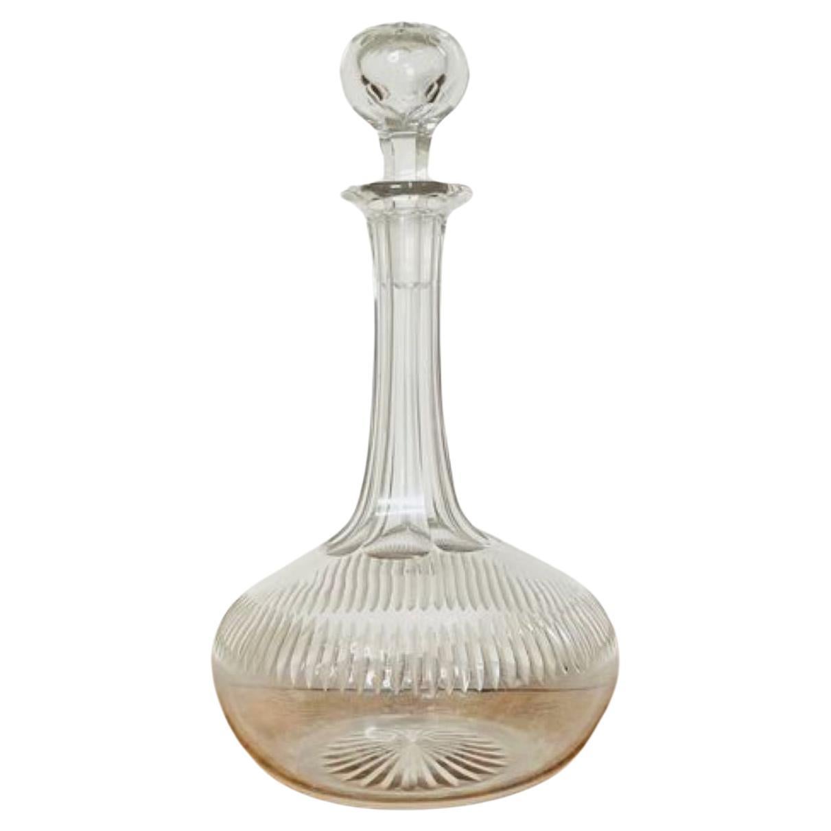 Quality antique Victorian cut glass decanter  For Sale