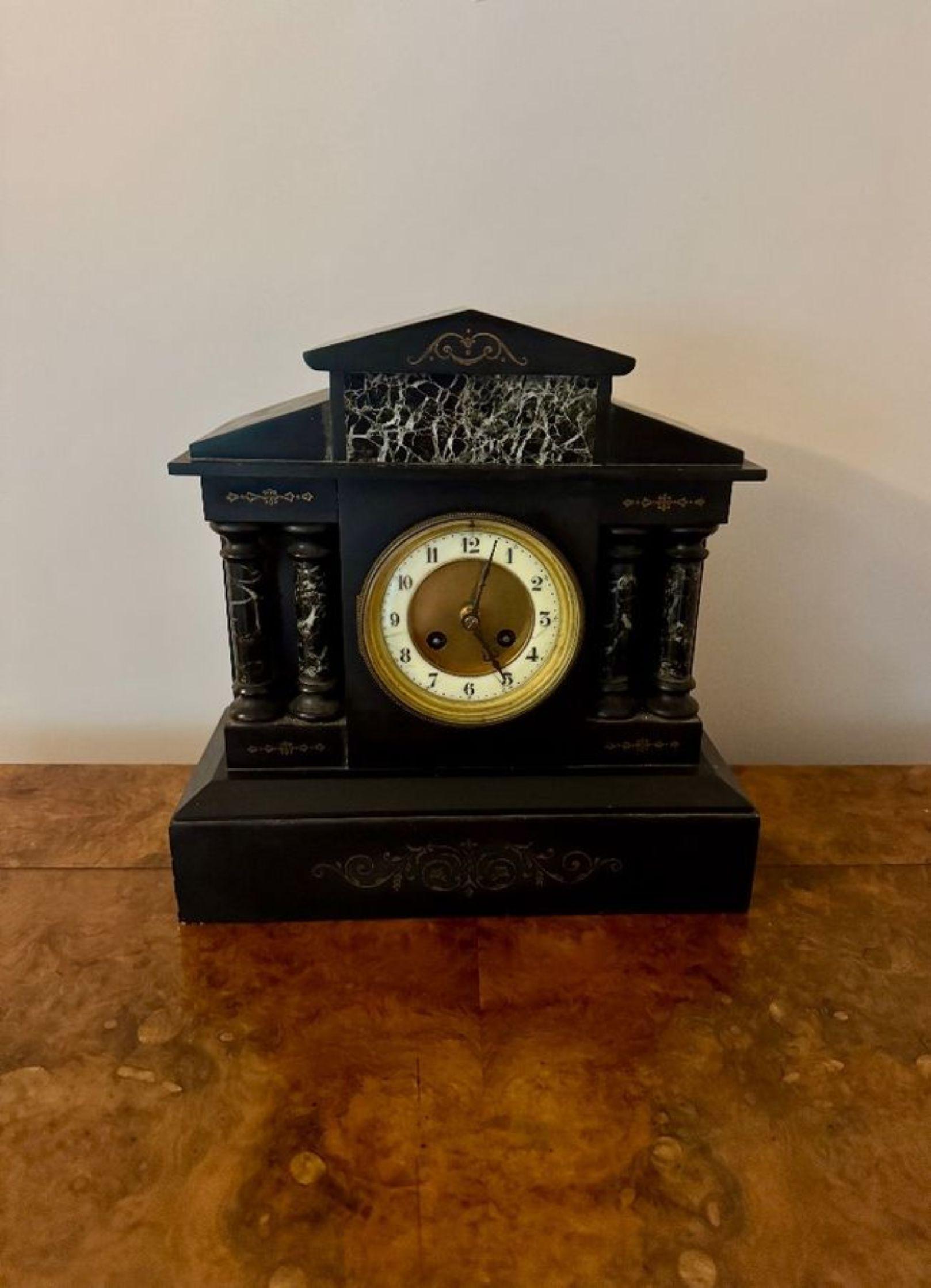 XIX secolo Quality antique Victorian eight day marble mantle clock in vendita