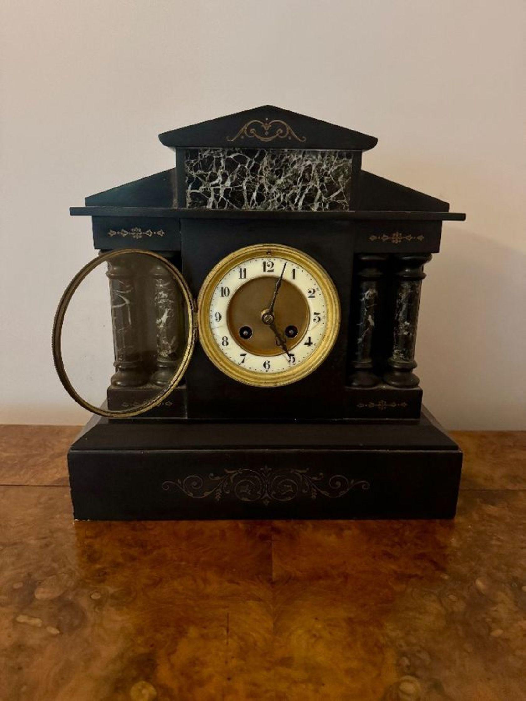 Quality antique Victorian eight day marble mantle clock in vendita 1