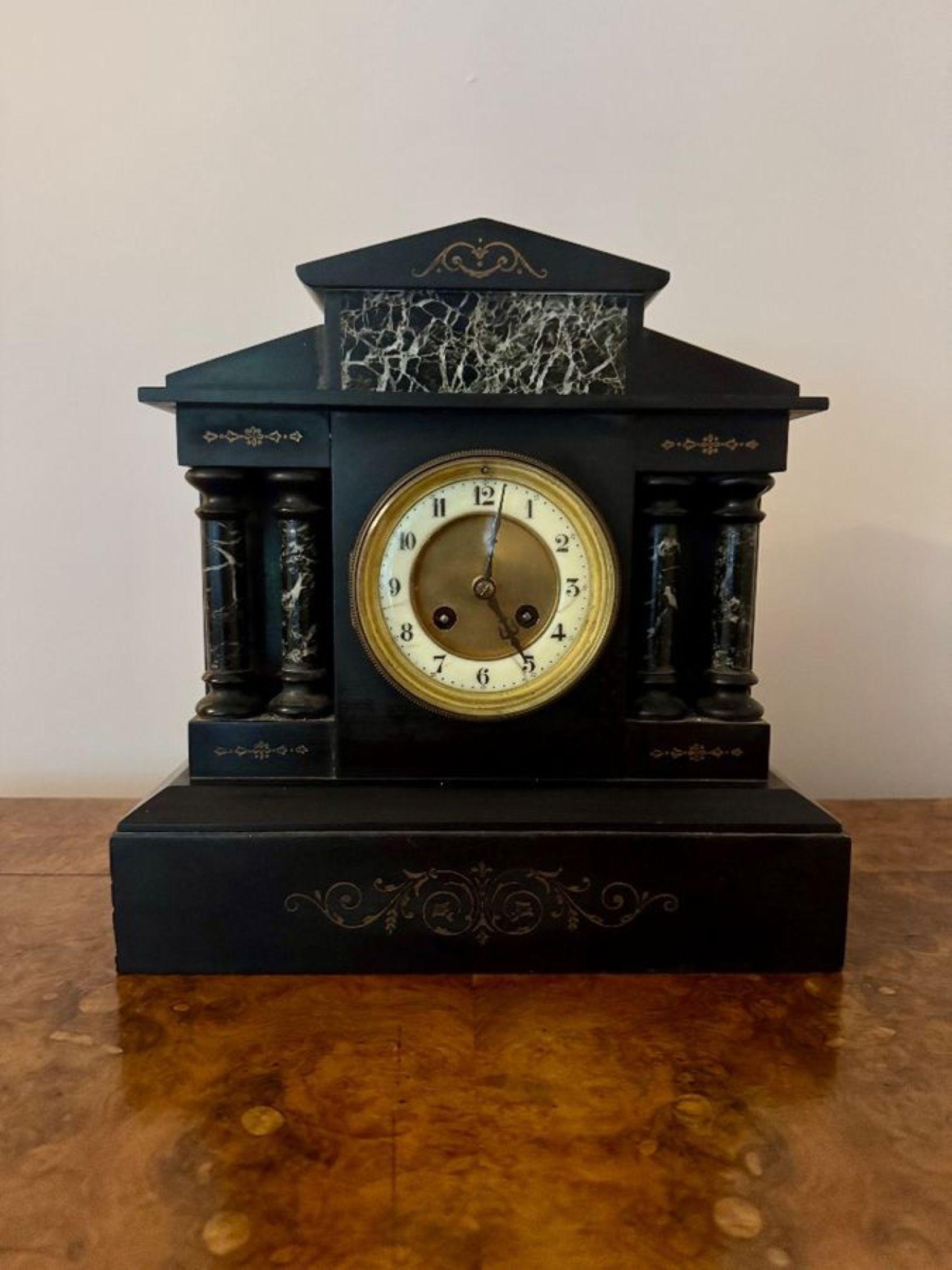 Quality antique Victorian eight day marble mantle clock in vendita 3