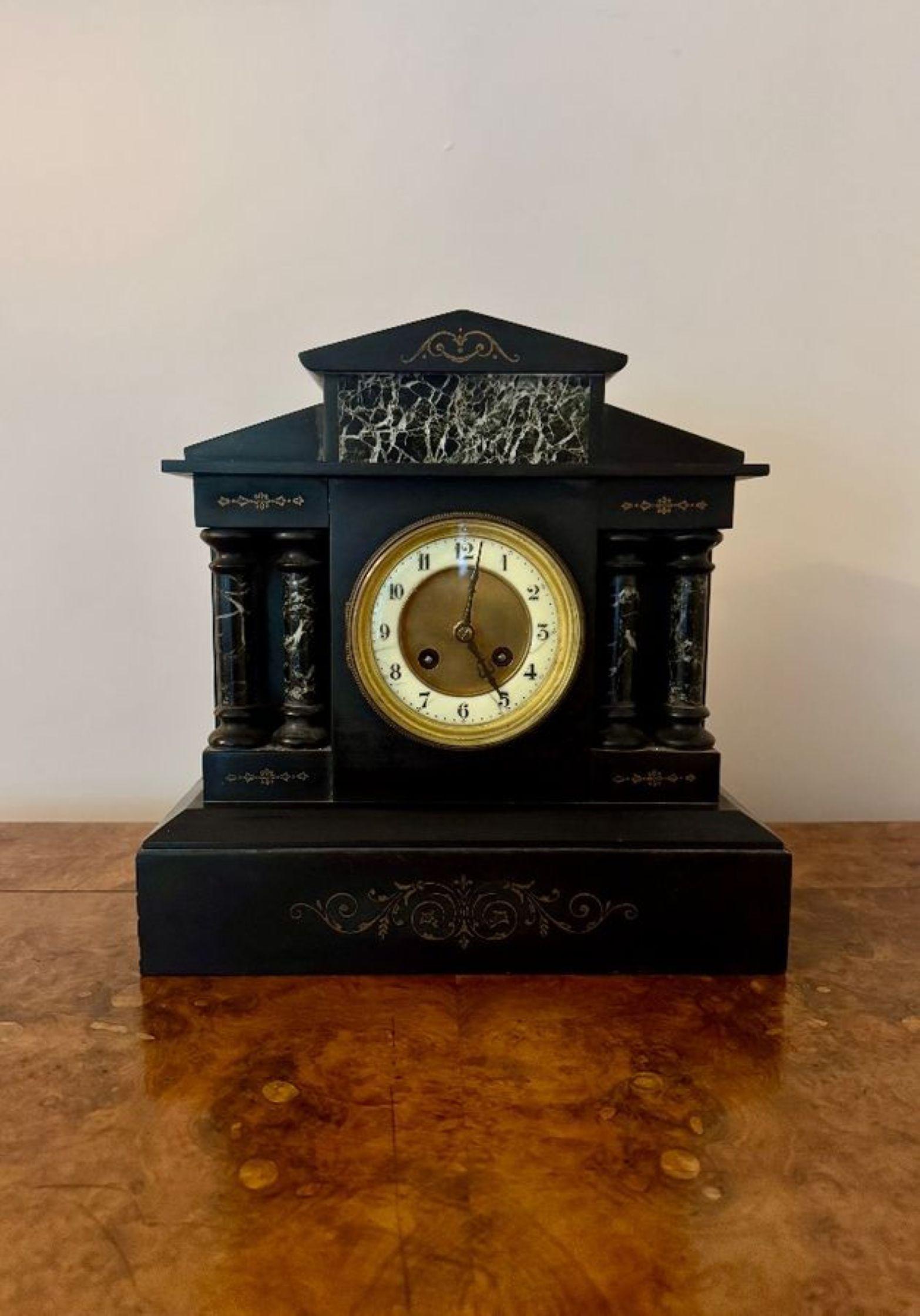 Quality antique Victorian eight day marble mantle clock in vendita 4