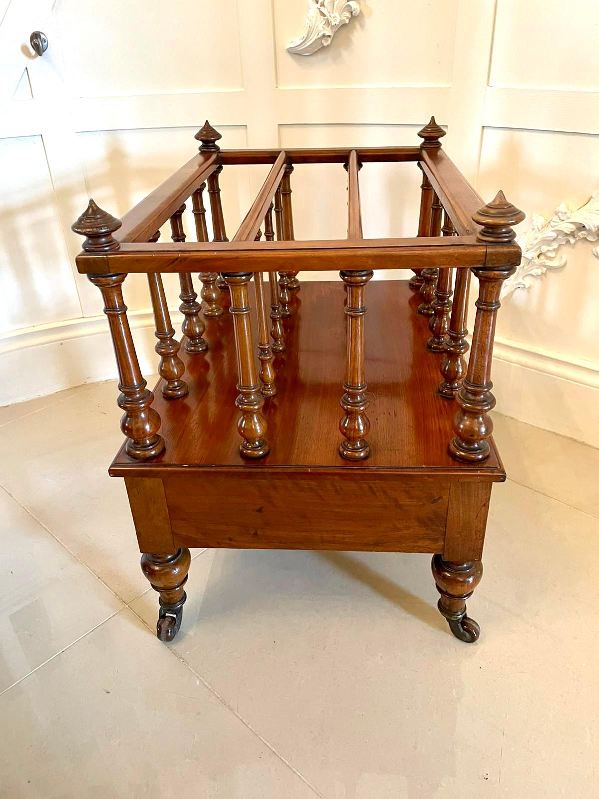 Hand-Carved Quality Antique Victorian Figured Walnut Canterbury For Sale