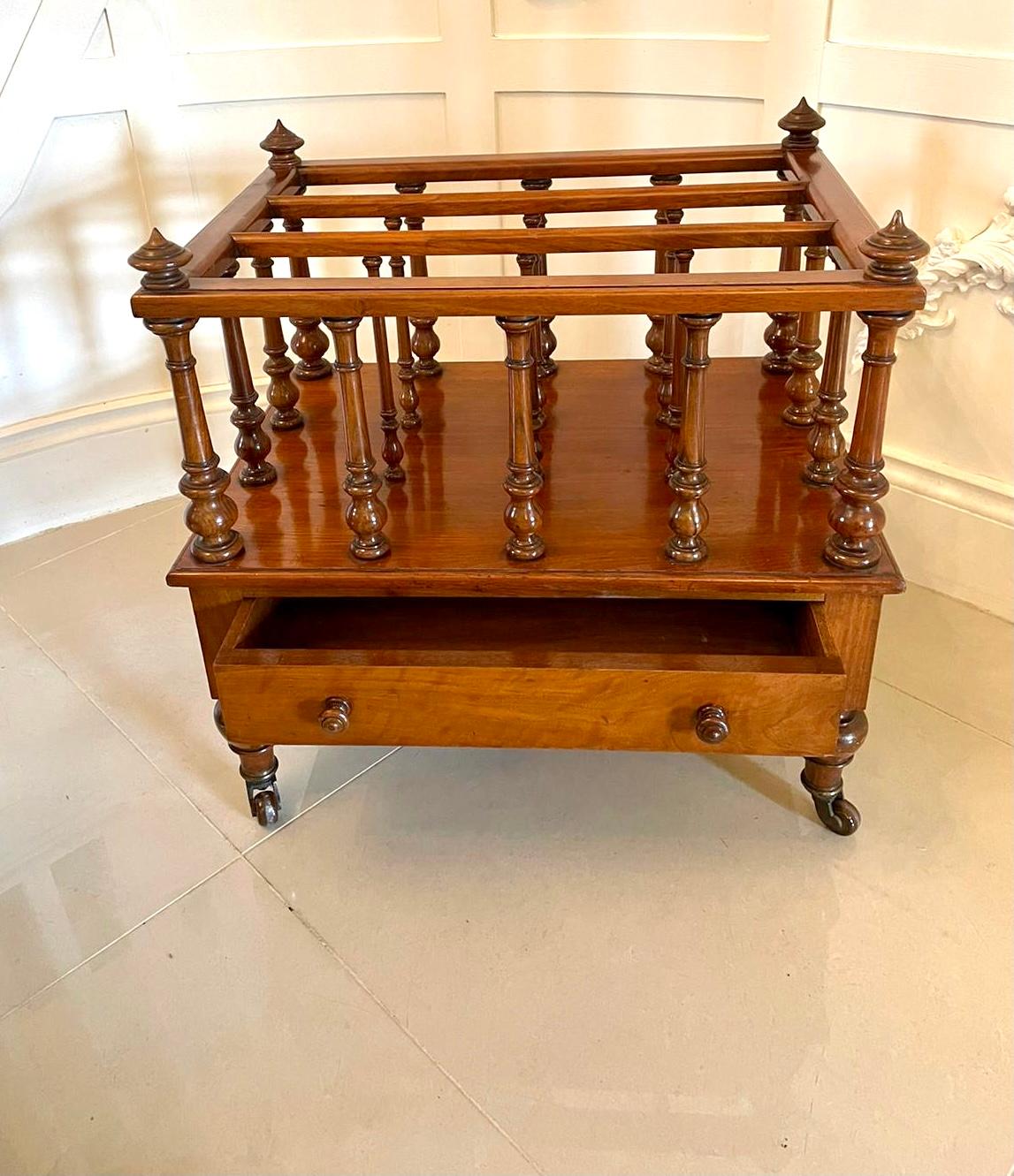 Quality Antique Victorian Figured Walnut Canterbury In Excellent Condition For Sale In Suffolk, GB
