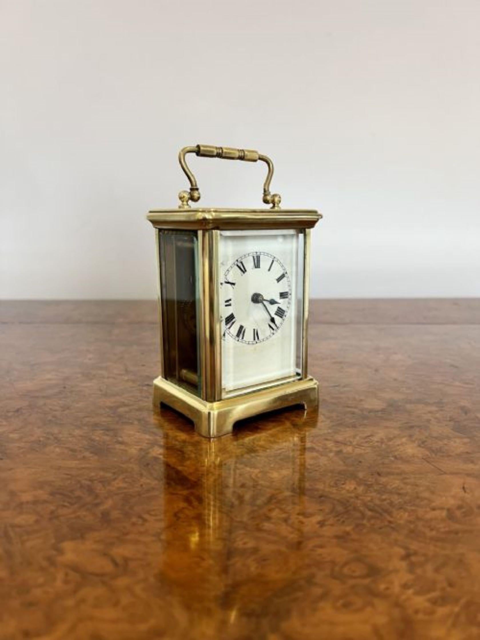 Horloge victorienne française ancienne à chariot en laiton de qualité Bon état - En vente à Ipswich, GB