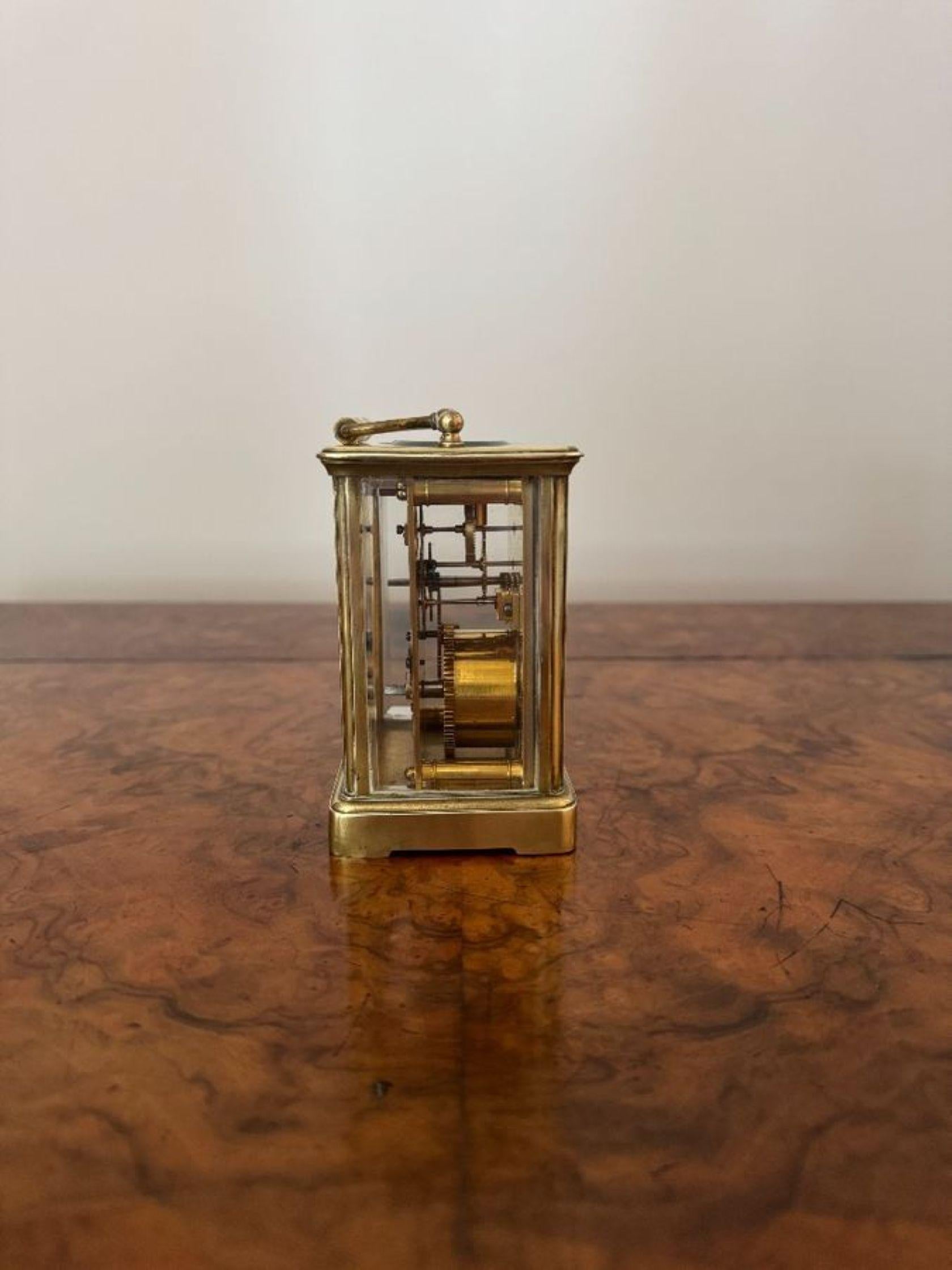 Hochwertige antike viktorianische französische Kutschenuhr aus Messing (19. Jahrhundert) im Angebot