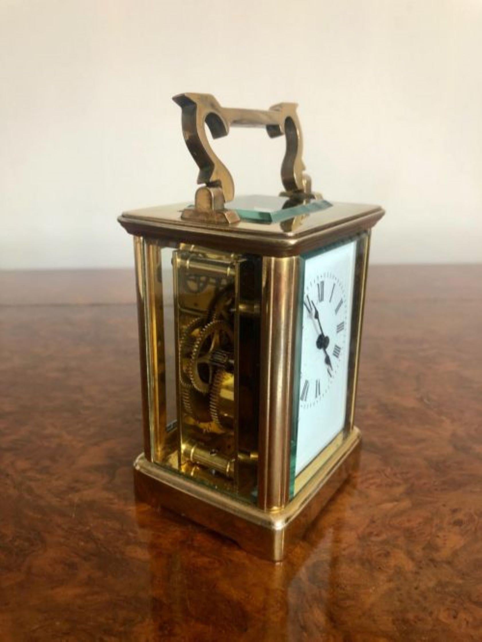 Quality antique Victorian French brass carriage clock For Sale 1