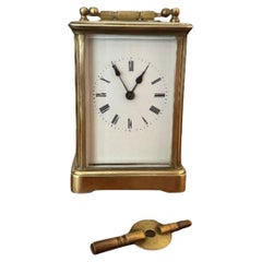 Hochwertige antike viktorianische französische Kutschenuhr aus Messing
