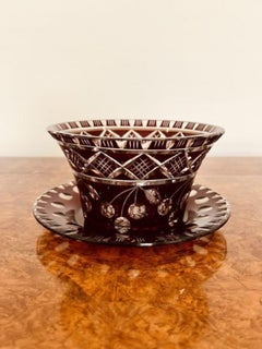 Quality antique Victorian glass bowl and plate
