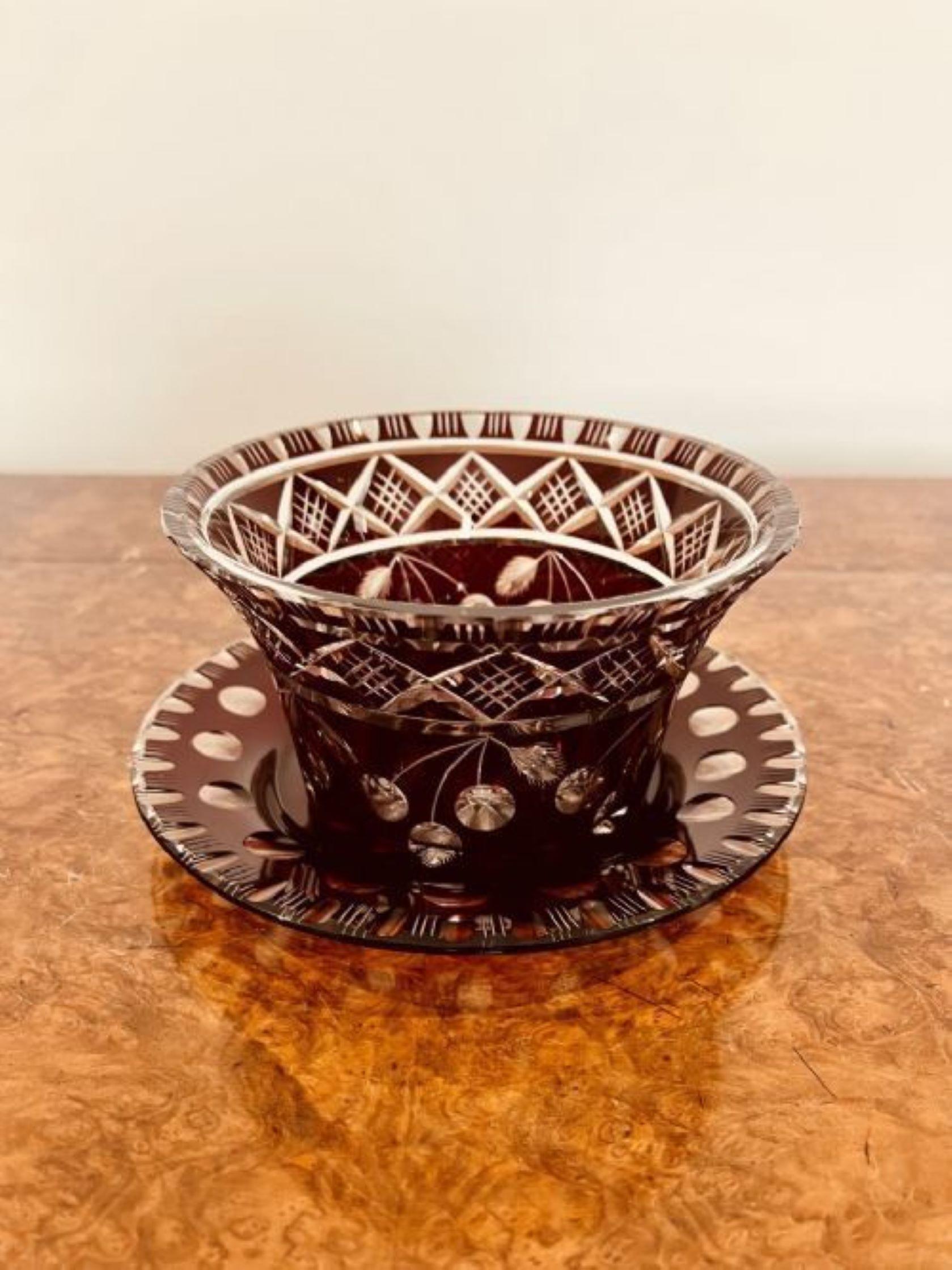 Quality antique Victorian glass bowl and plate For Sale 1
