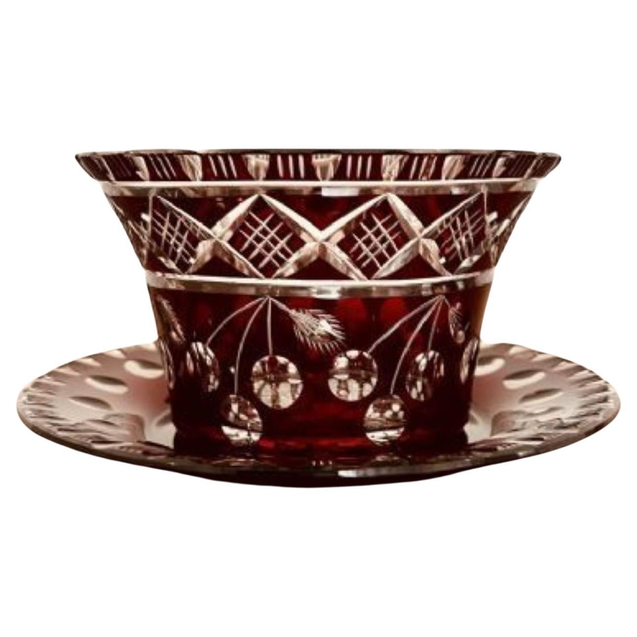 Antike viktorianische Glasschale und Teller in Qualität im Angebot