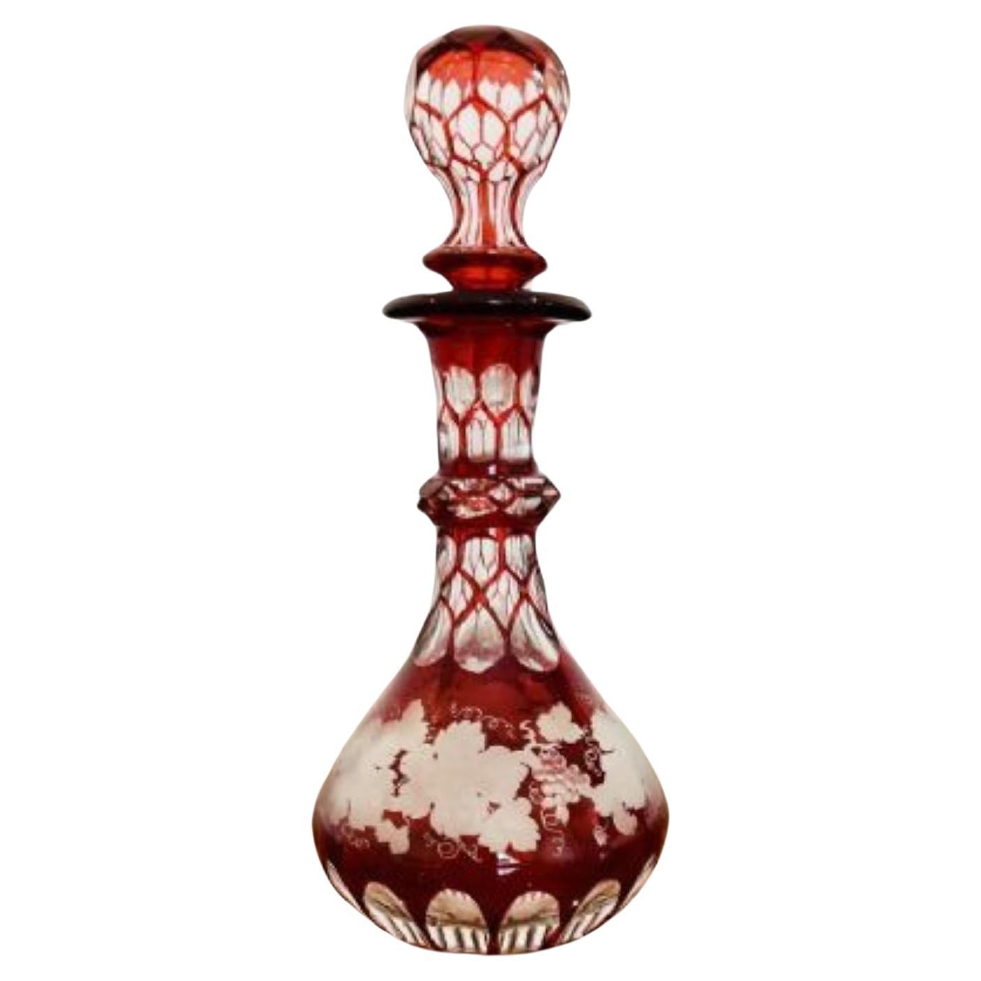 Quality antique Victorian glass spirit perfume bottle and stopper For Sale