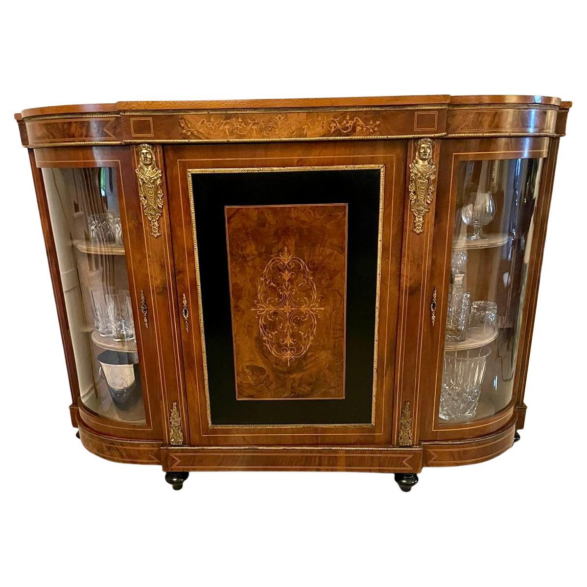 Quality Antique Victorian Inlaid Burr Walnut Credenza