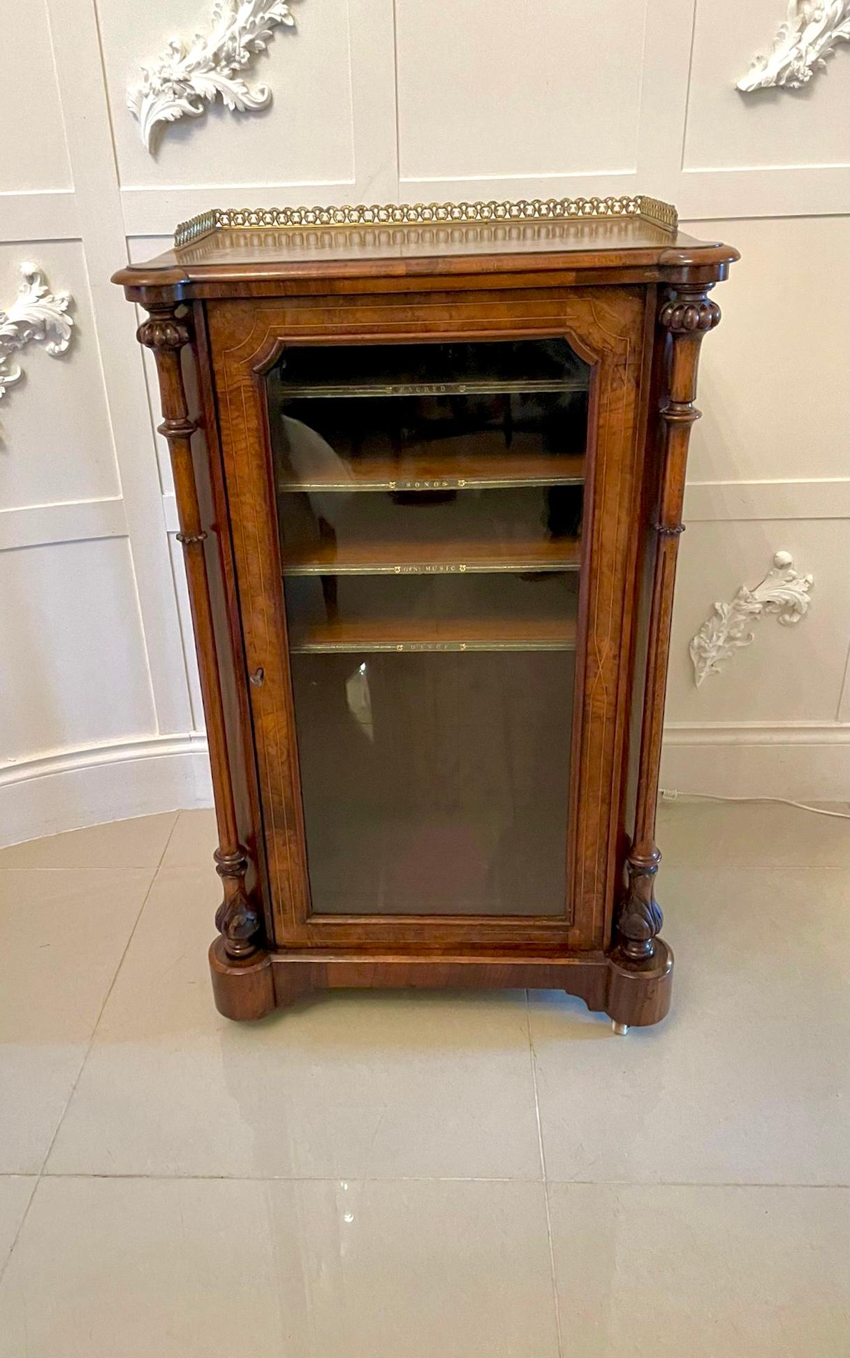 Quality Antique Victorian Inlaid Burr Walnut Music Cabinet For Sale 8