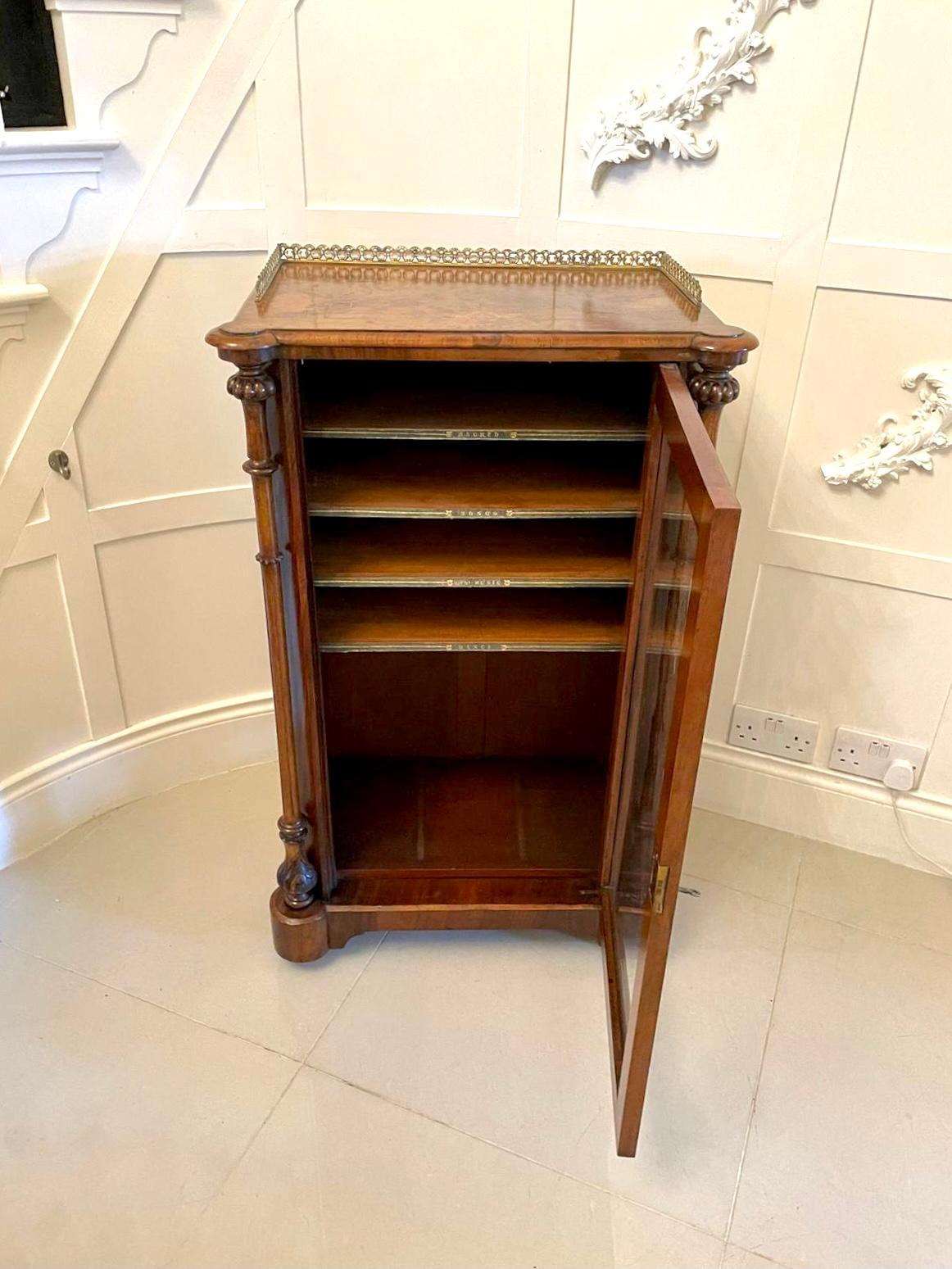 Quality Antique Victorian Inlaid Burr Walnut Music Cabinet For Sale 1